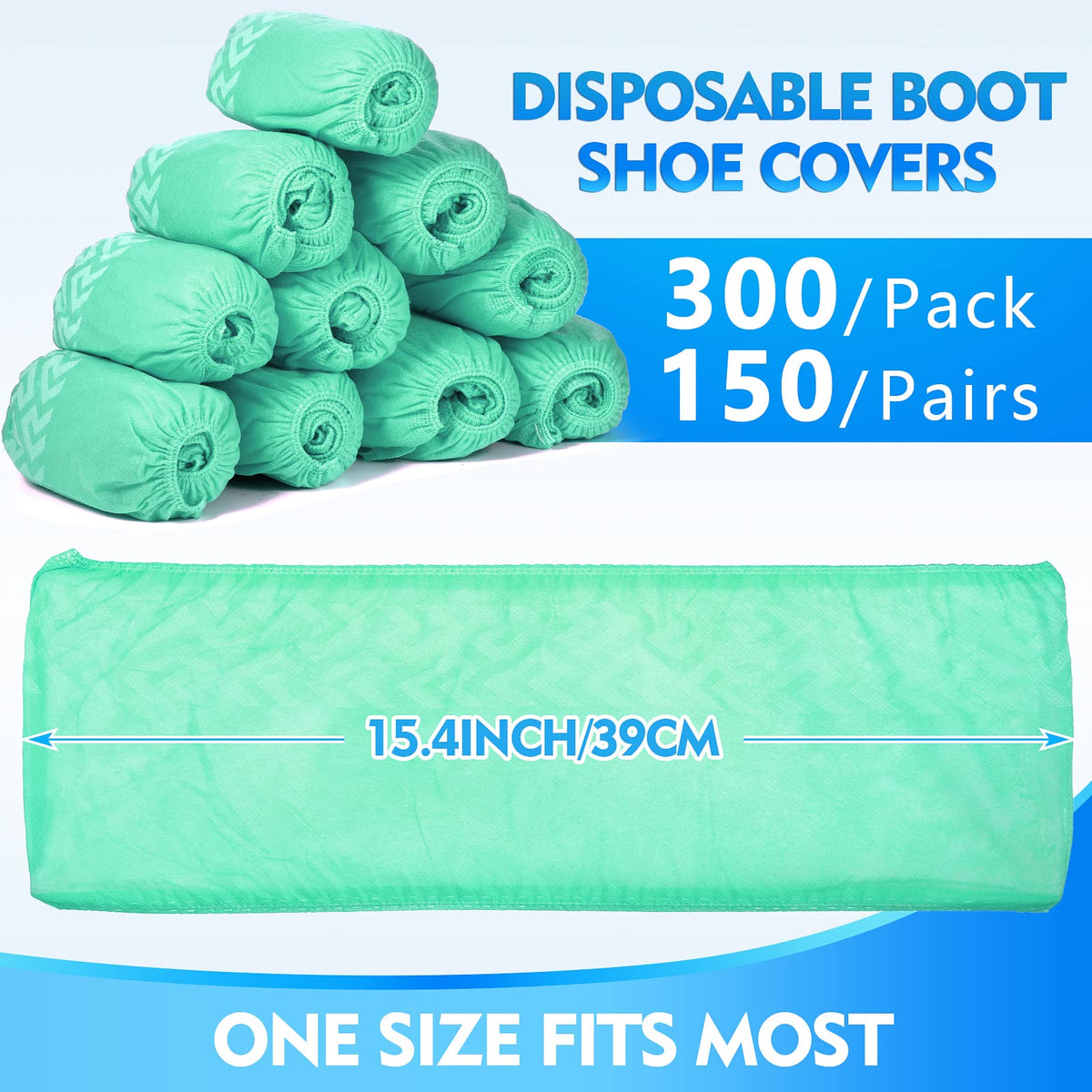 300 Pack Disposable Shoe Covers Non Slip Disposable Large Foot Booties Shoe Covers for Indoors Contractors Floor and Carpet Protectors