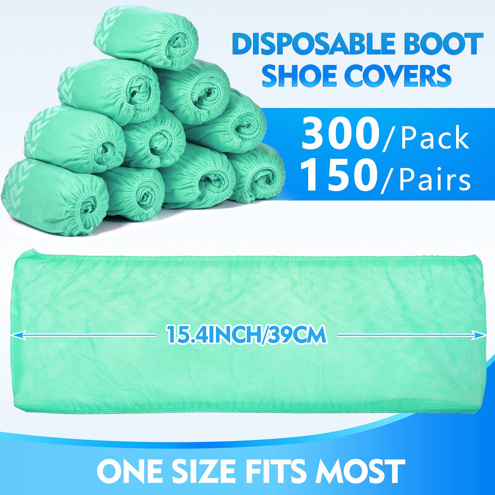 300 Pack Disposable Shoe Covers Non Slip Disposable Large Foot Booties Shoe Covers for Indoors Contractors Floor and Carpet Protectors