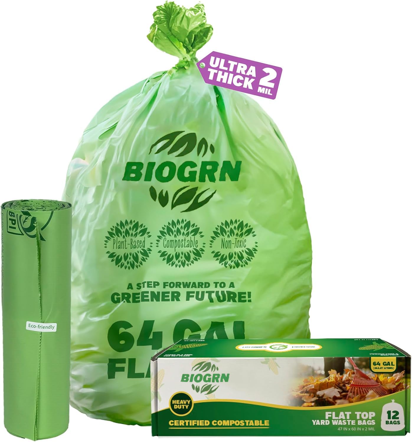 60 64 Gallon Compostable Trash Bags (12 Count)