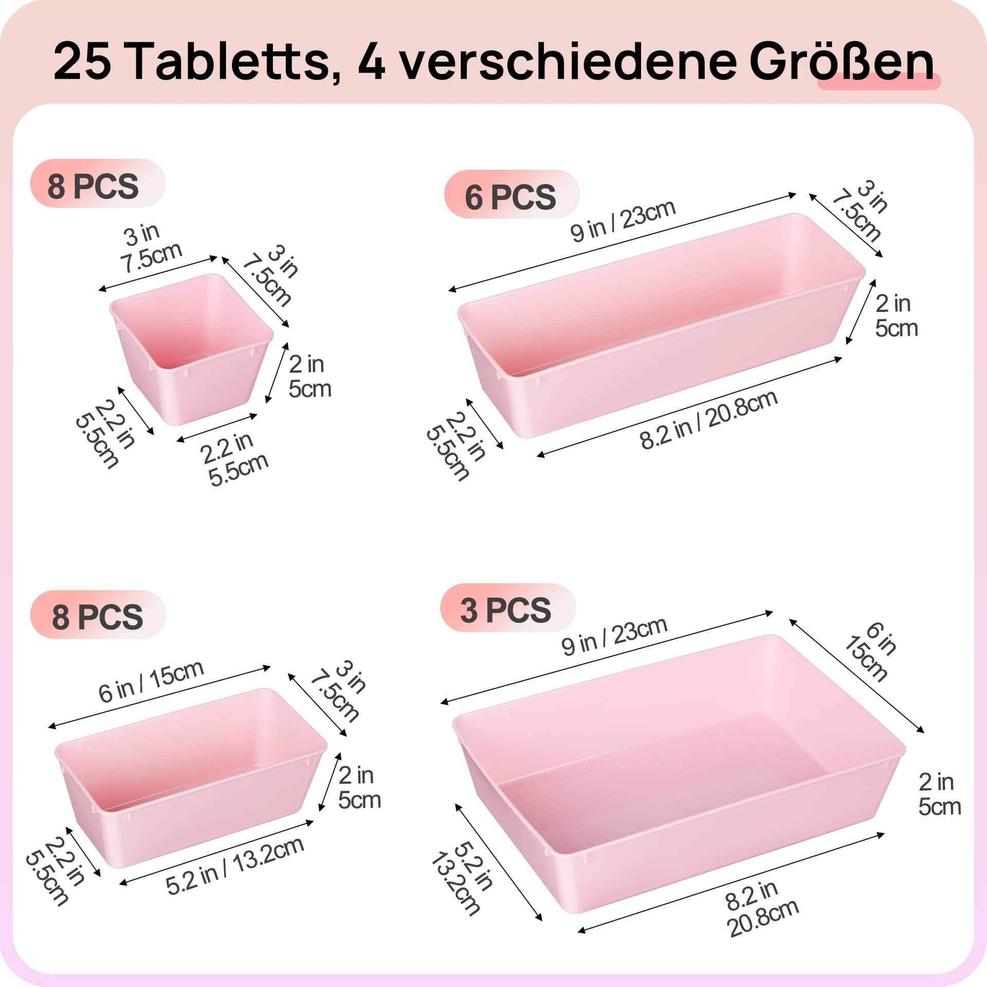 25 Pack Plastic Drawer Organizers with Non (25 Count)