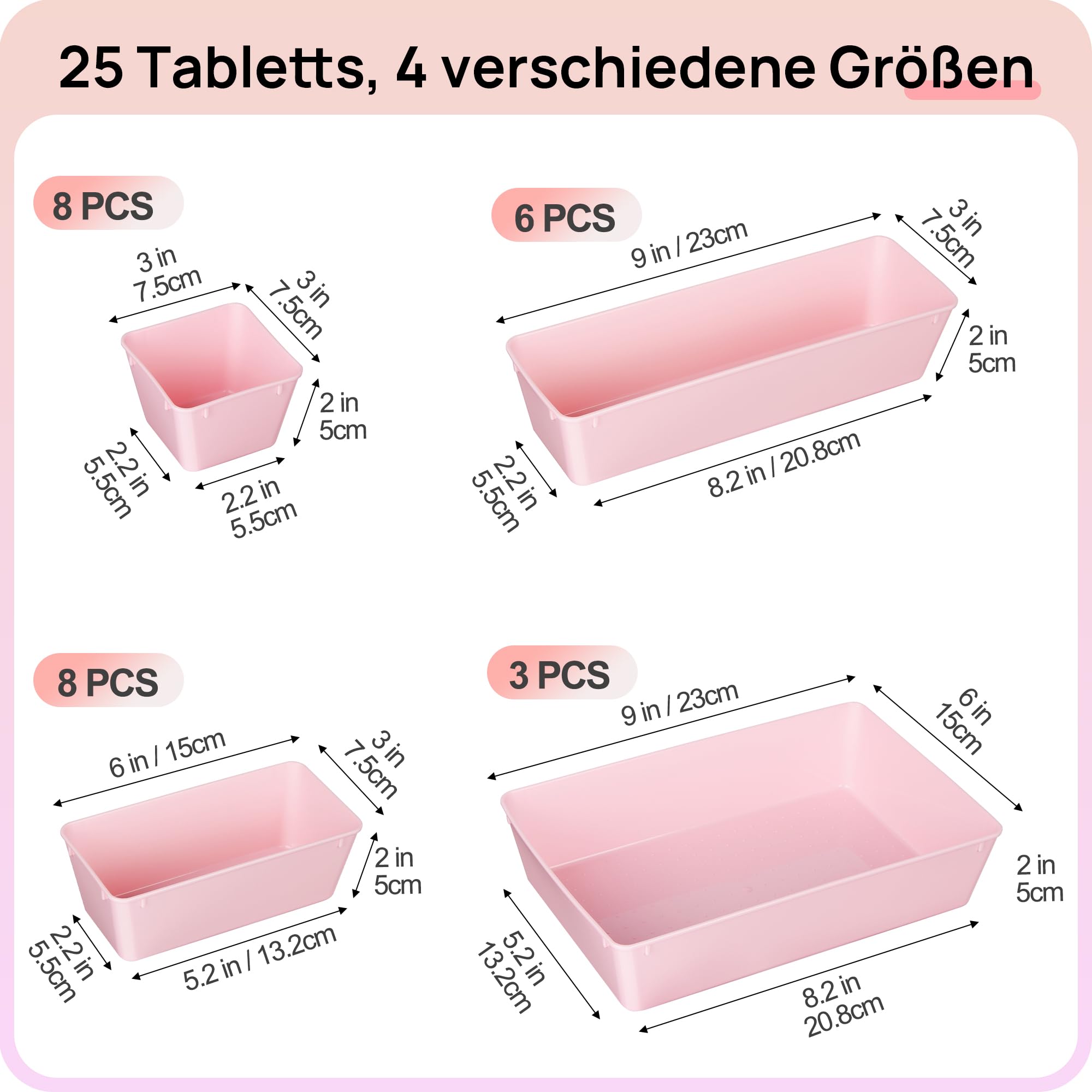 25 Pack Plastic Drawer Organizers with Non (25 Count)