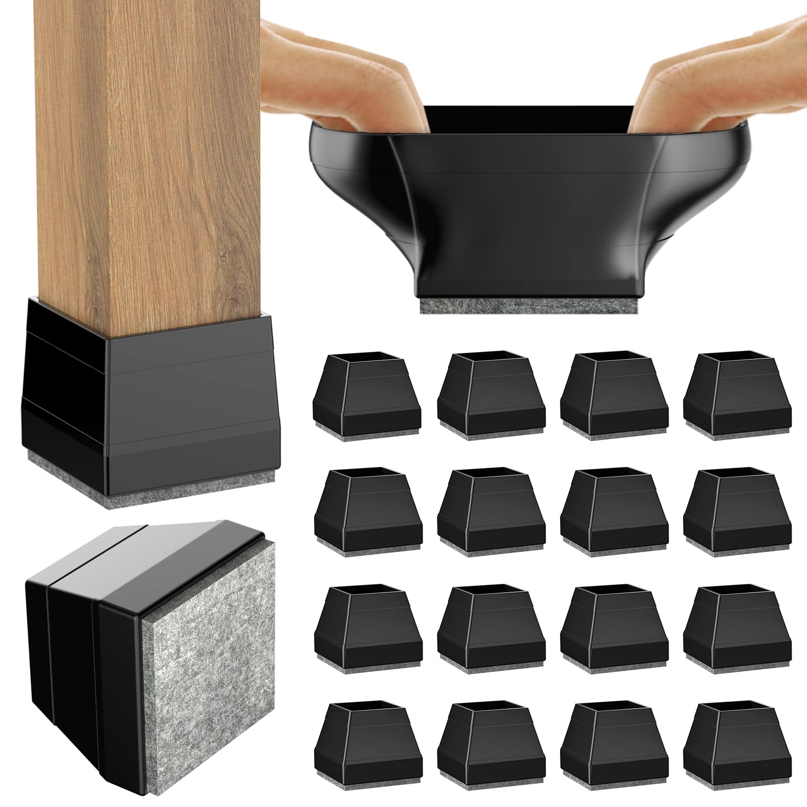 Square Chair Leg Protectors for Hardwood (16 Count)