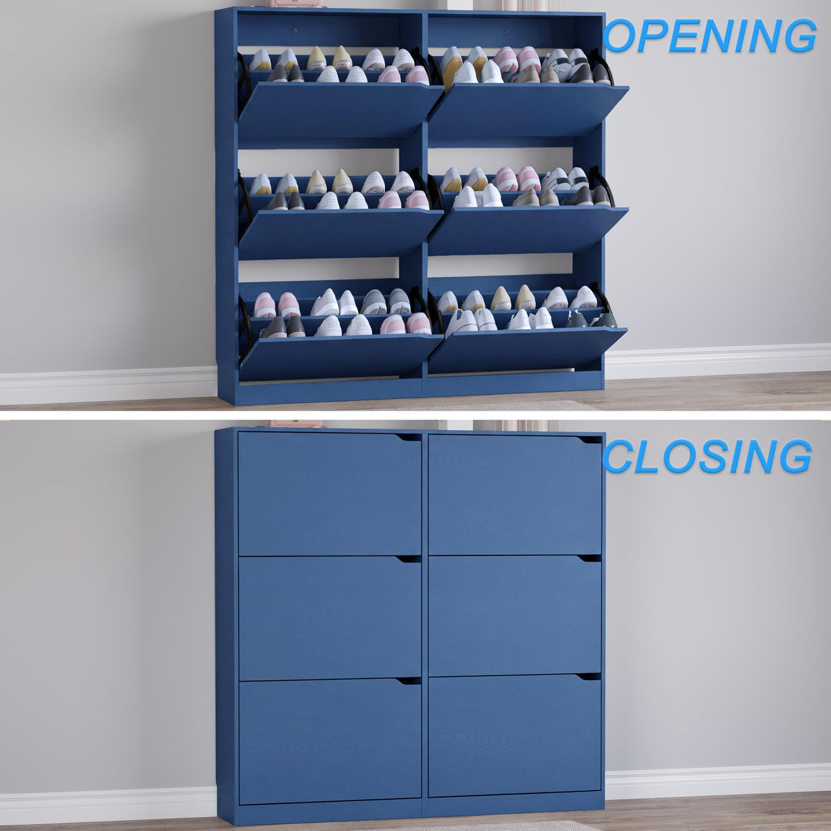 Shoe Cabinet with 6 Flip Drawers