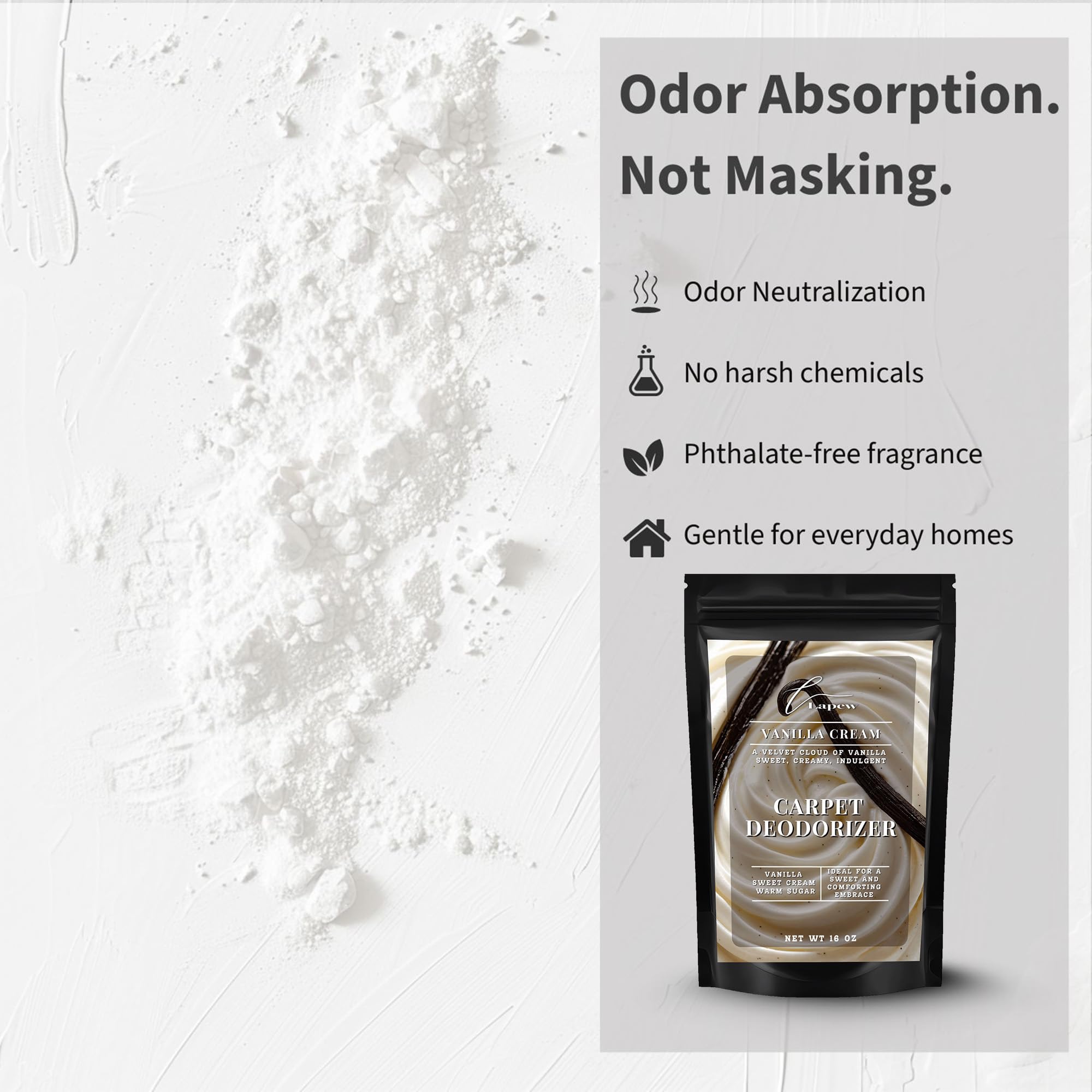 Vanilla Cream Carpet Deodorizer Powder (16 Ounce)