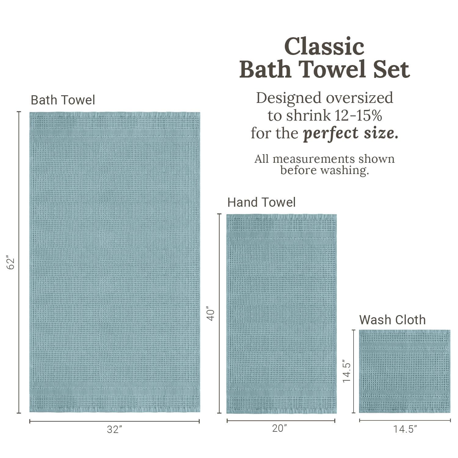 Waffle Towel Set Quick Dry Thin