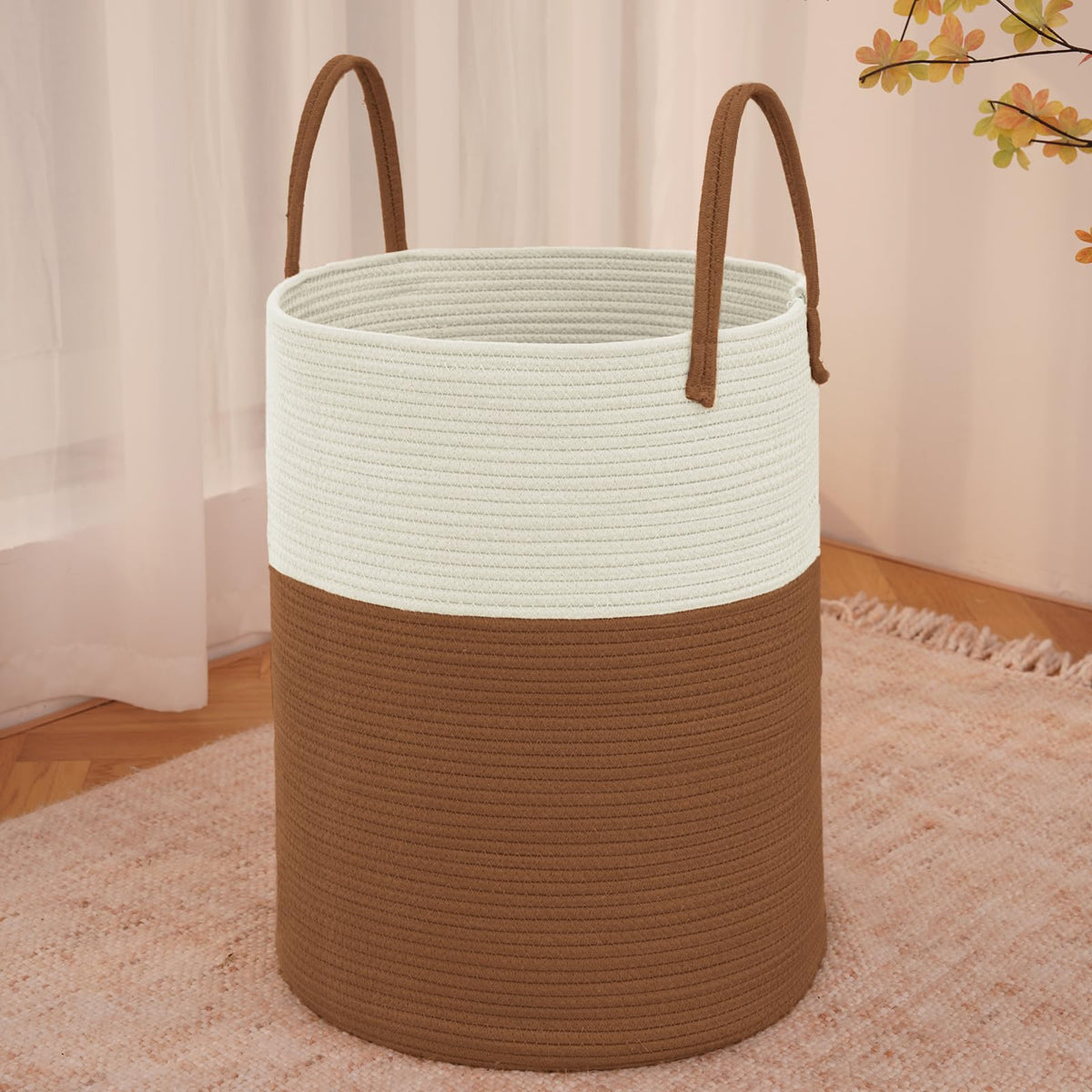 60L Cotton Rope Laundry Basket Hamper