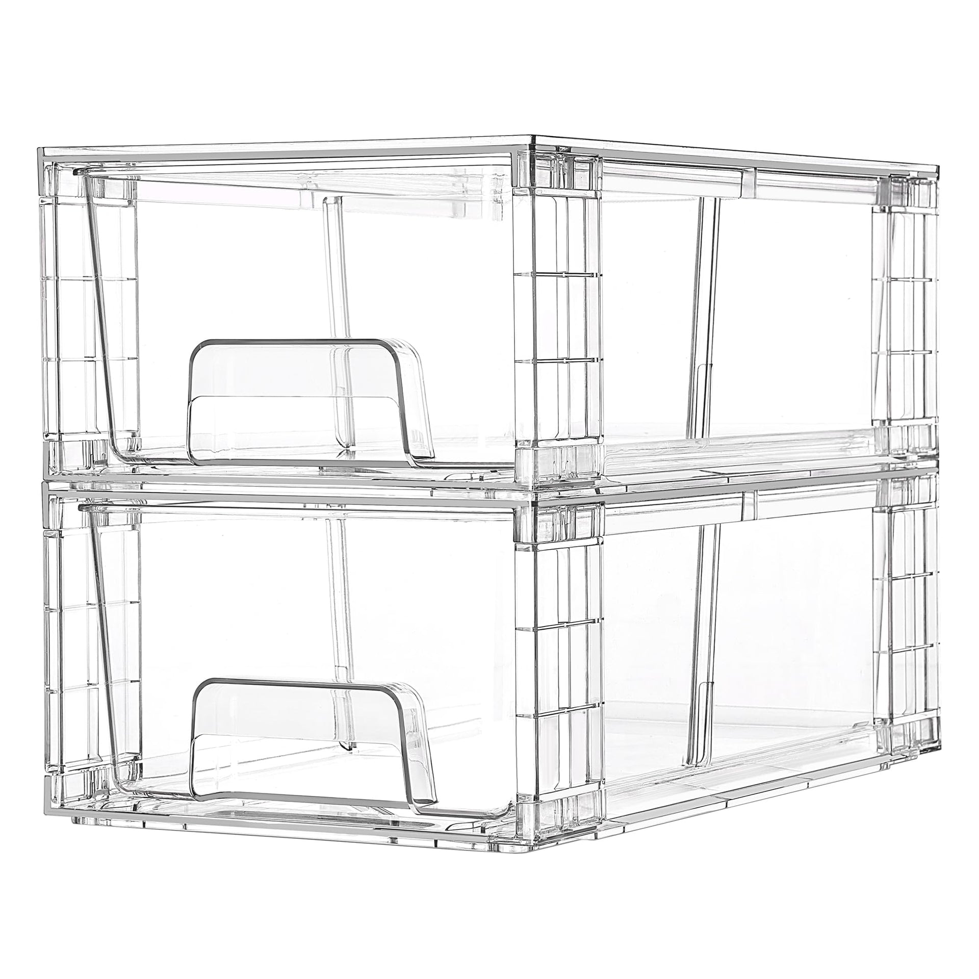 2 Pack Stackable Clear Drawer with Dividers (2 Count)