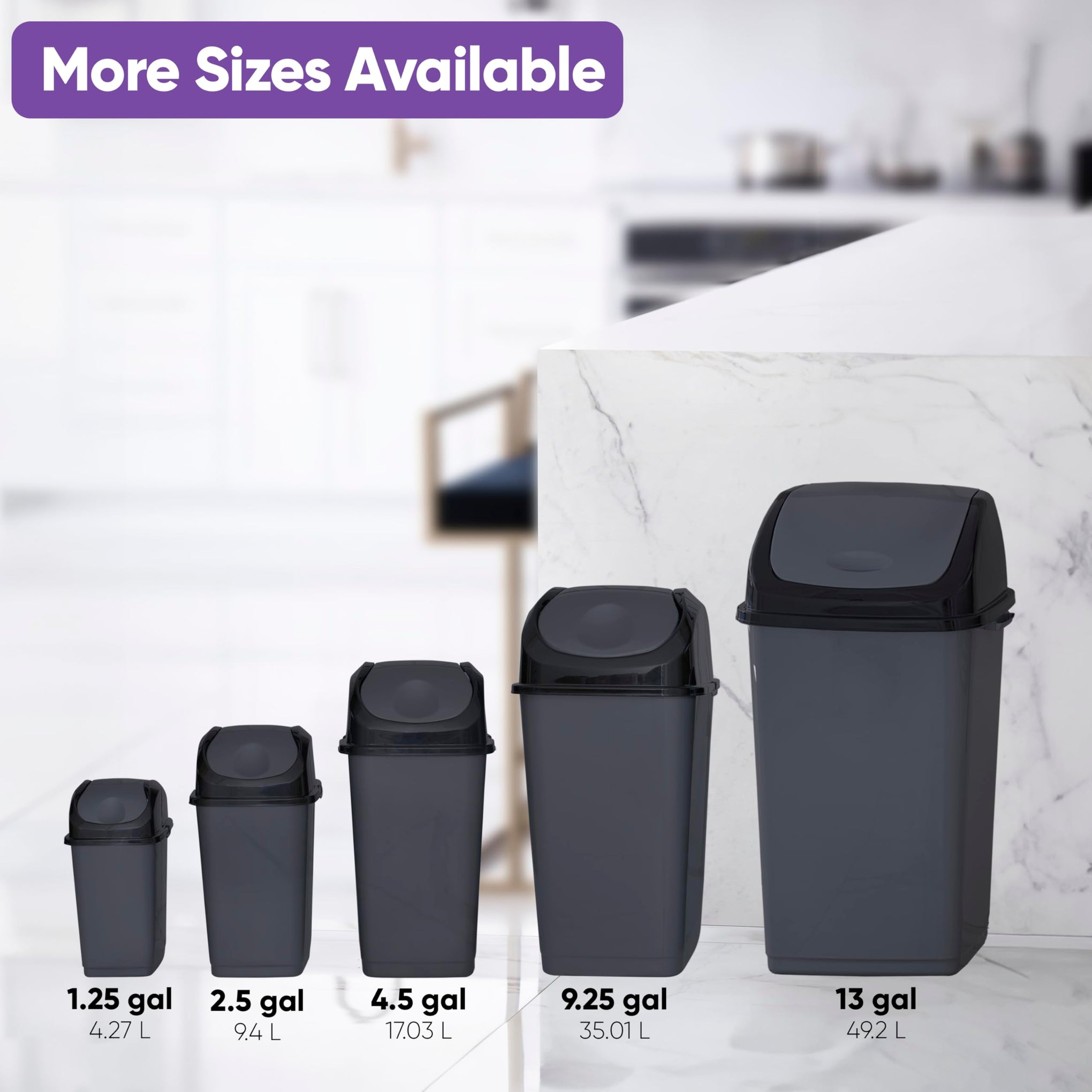 Small 2.5 Gallon Plastic Trash Can with Swing Top Lid
