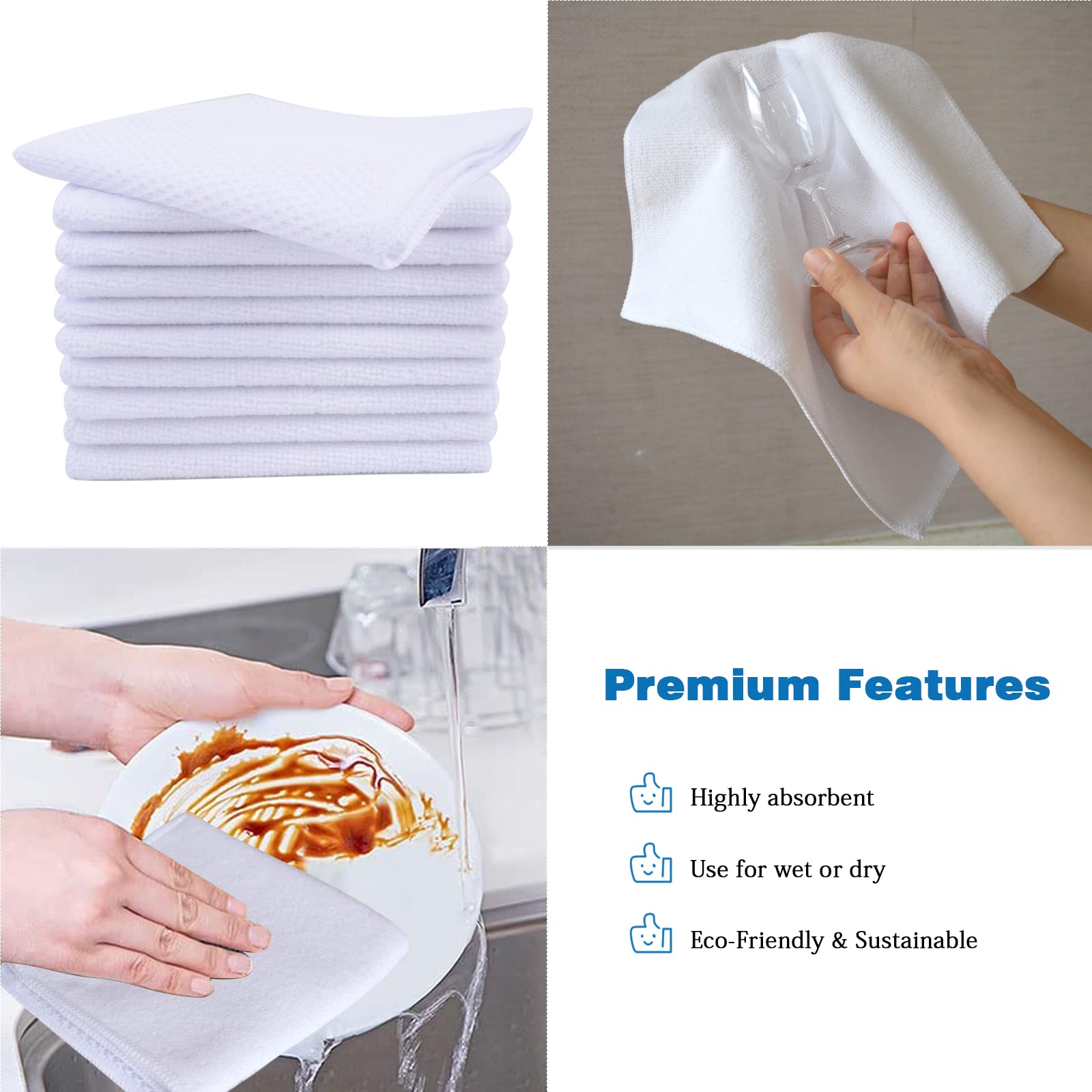 Dish Cloth for Washing Dishes Kitchen Washcloth Cleaning Cloth (10 Count)