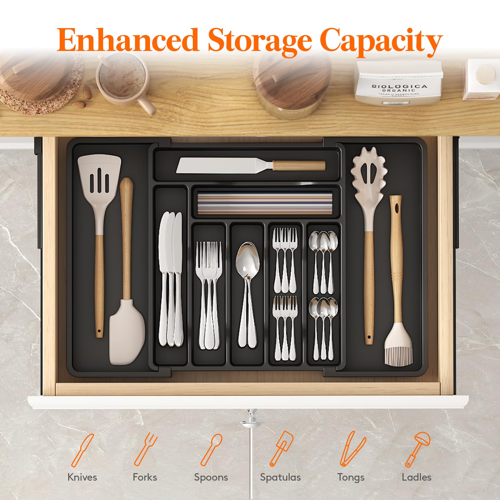 Utensil Organizer for Kitchen Drawer