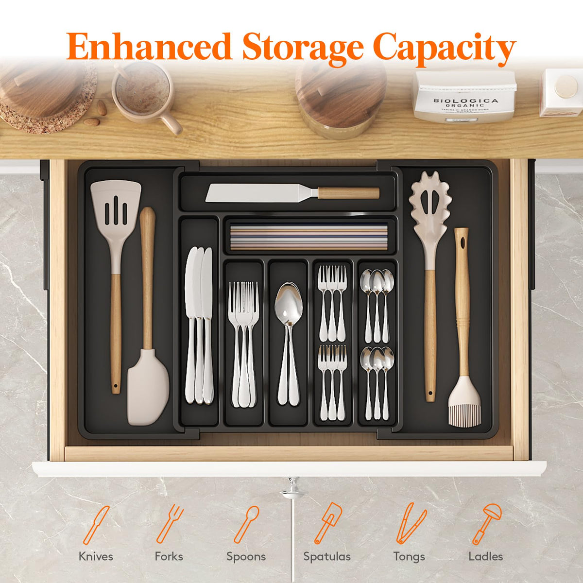 Utensil Organizer for Kitchen Drawer