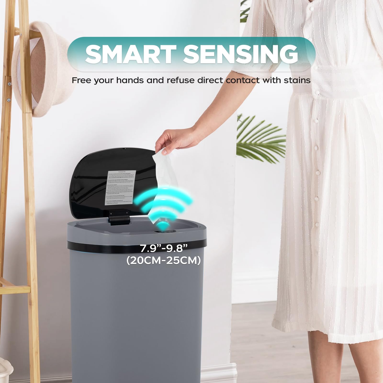Automatic Motion Sensor Bathroom Trash Can with Lid