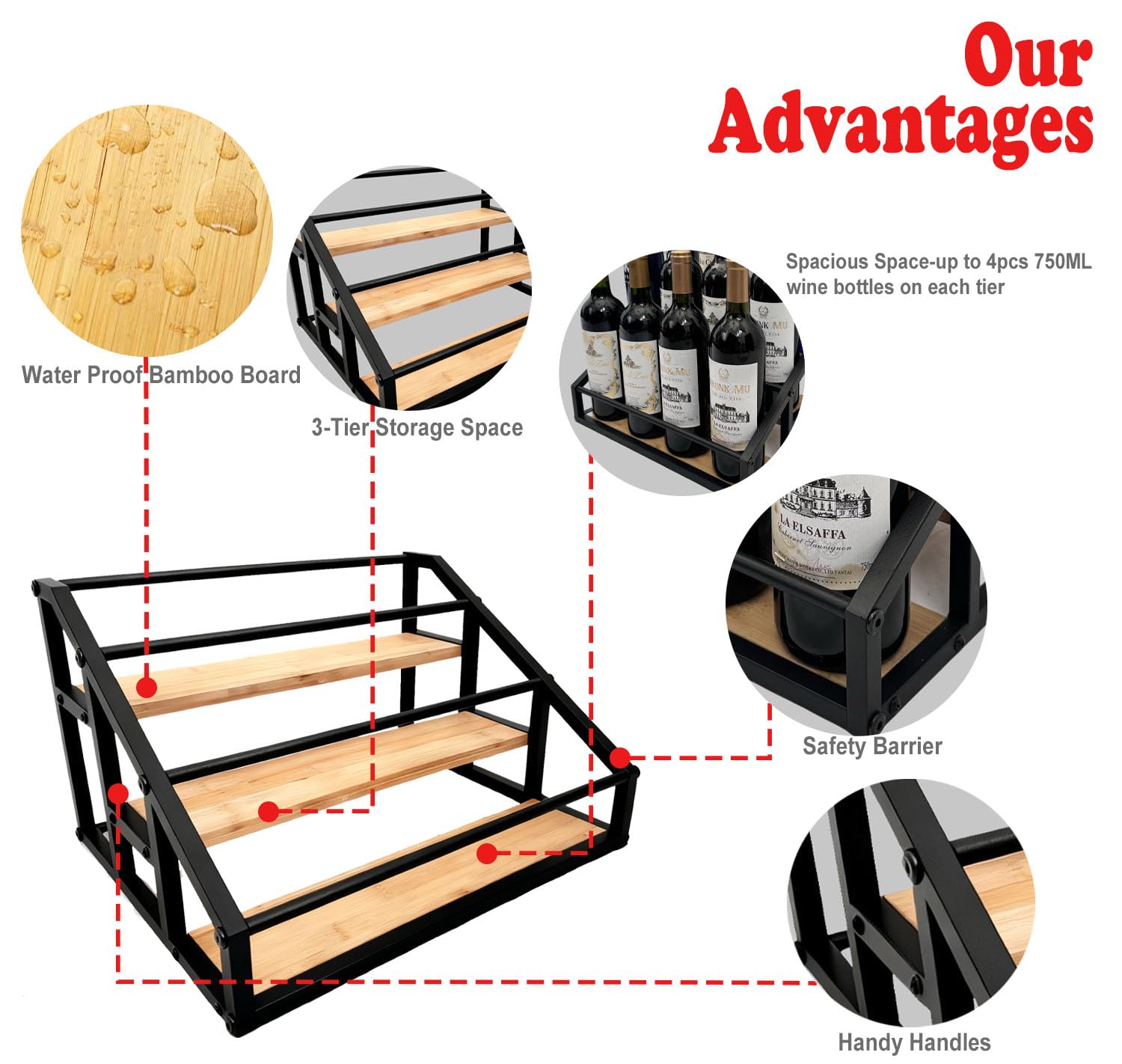 3 Tier Liquor Bottle Display Shelf
