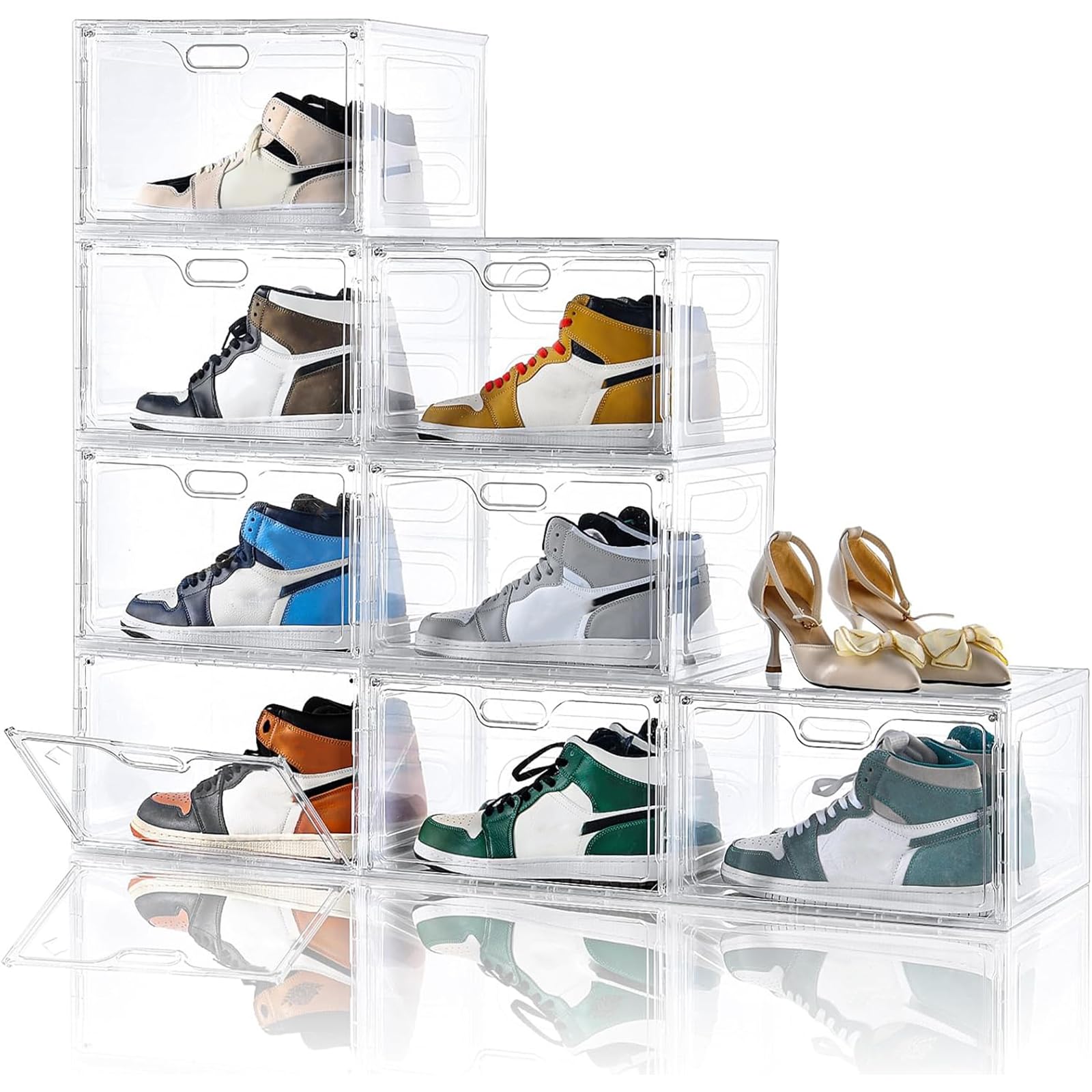 8 Pack Shoe Boxes Clear Plastic Stackable (8 Count)