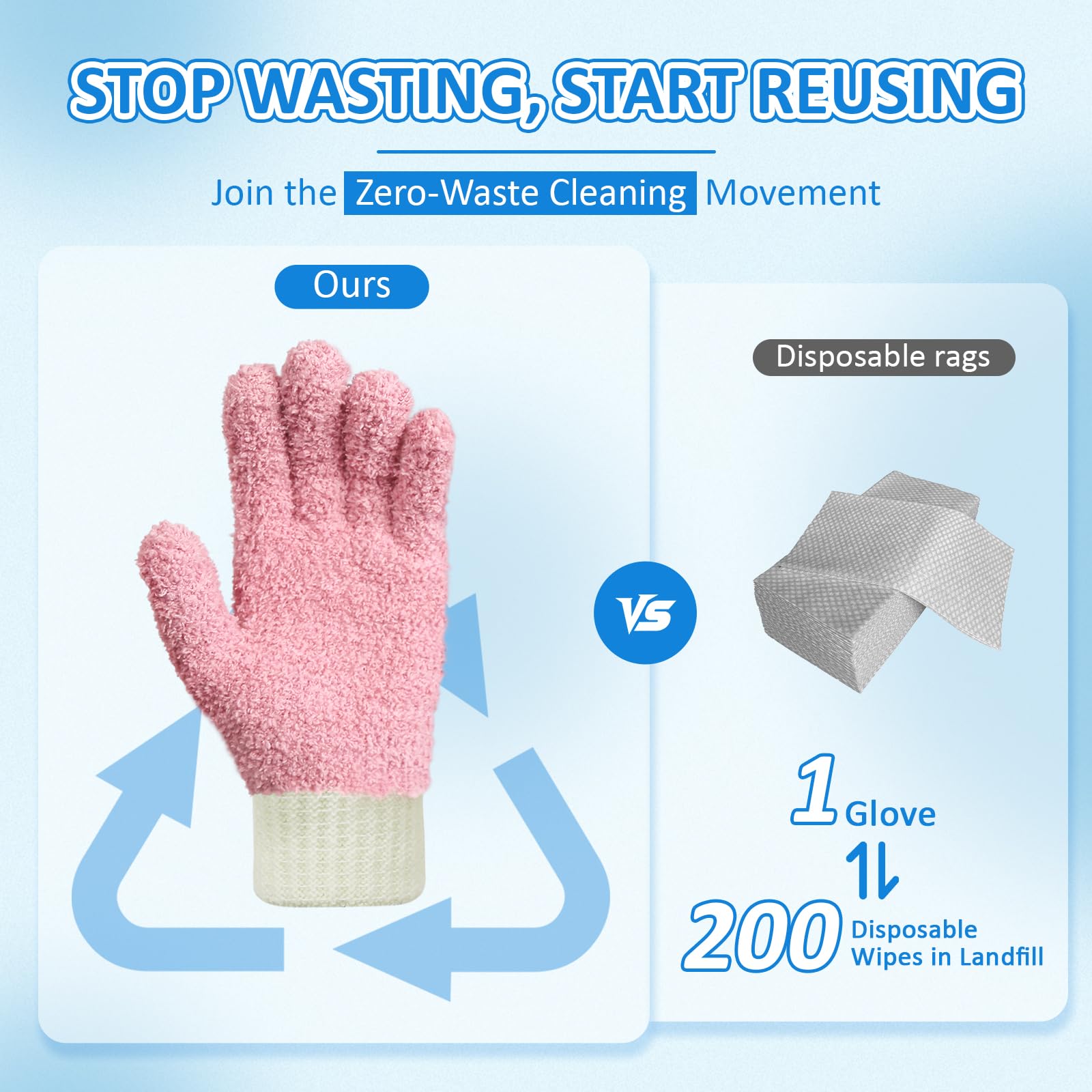 Microfiber Dusting Gloves House Cleaning Glove for Blinds (4 Count)
