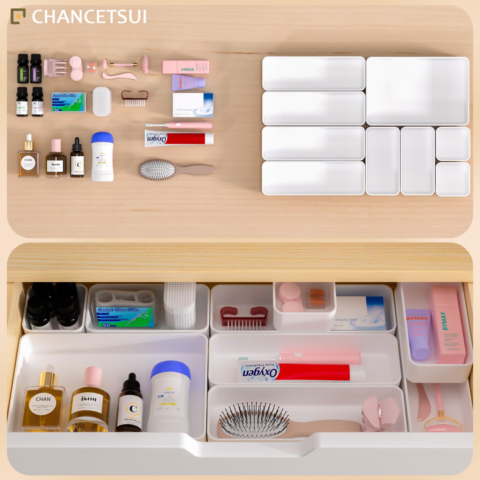 White Desk Drawer Organizer Trays (2.1899 Ounce)