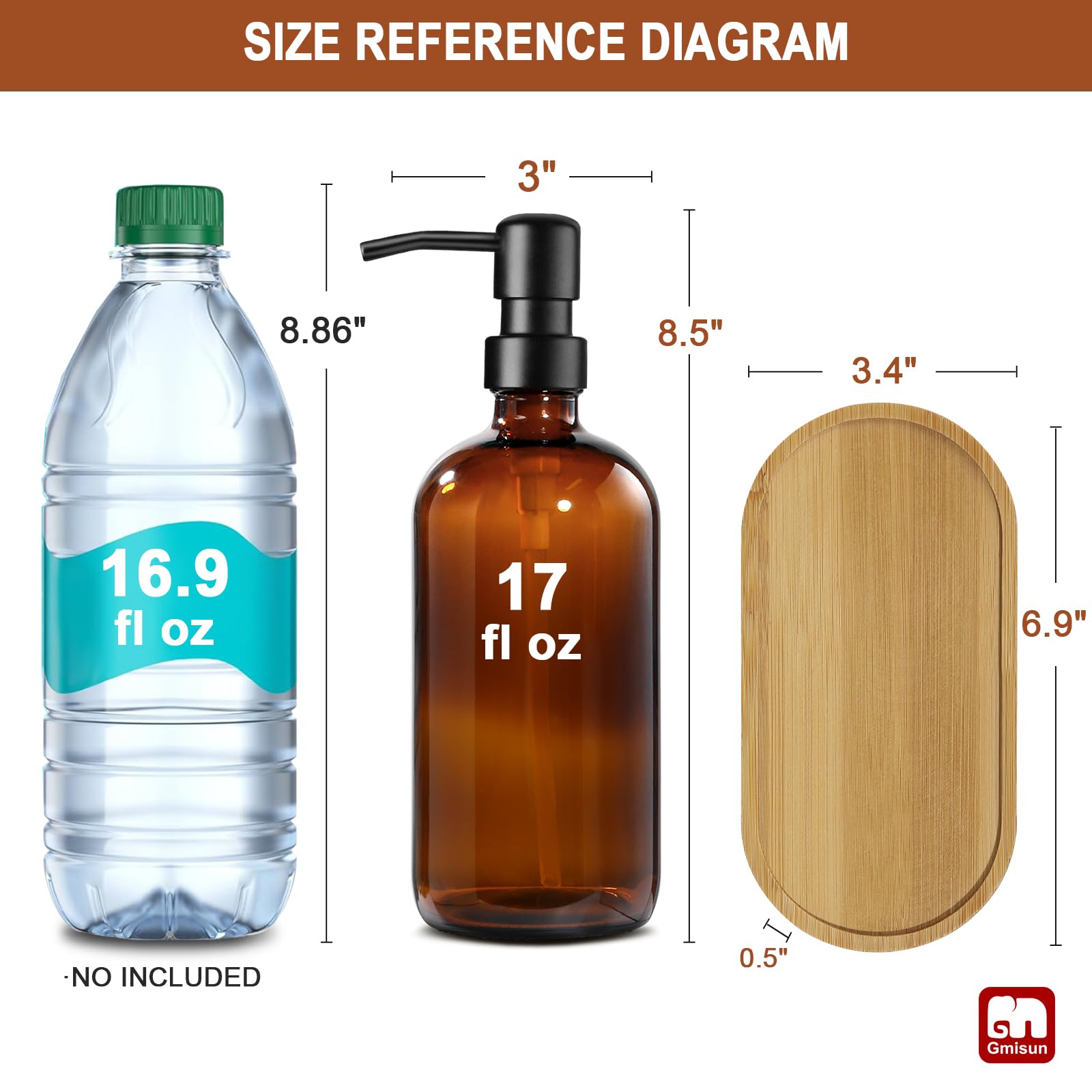 Amber Glass Soap Dispenser (2 Count)