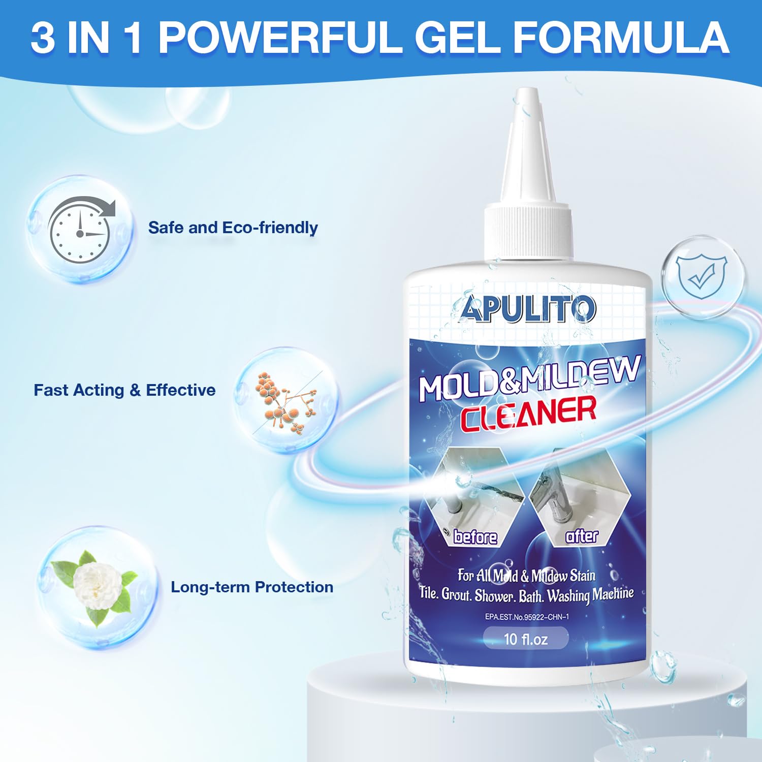 Household Cleaner Gel Cleaning Gel for Shower Bathroom Tile Sink Kitchen 10 Fl Oz