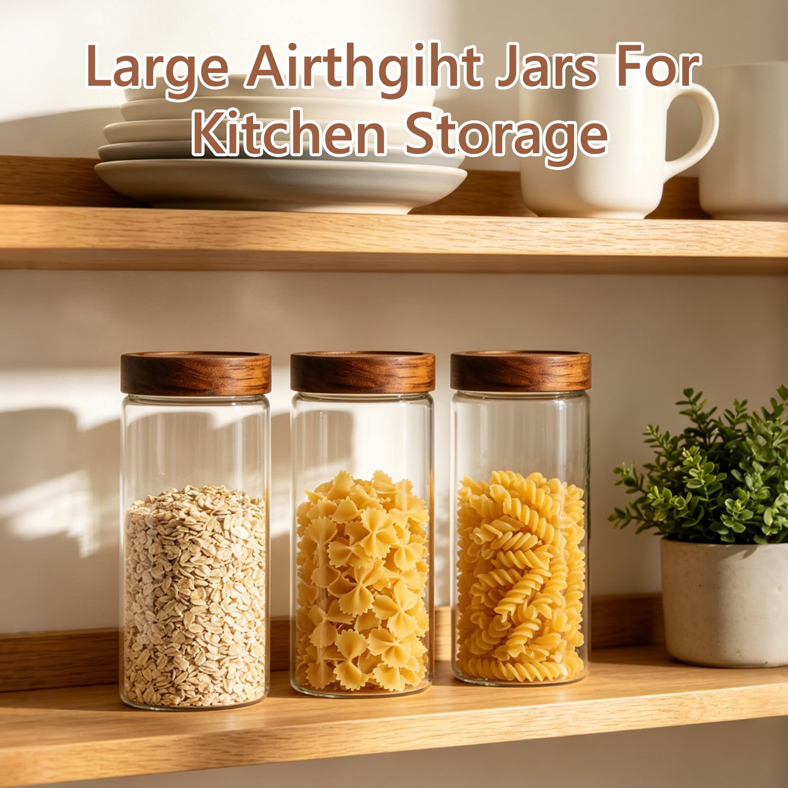 46 fl.oz Glass Jars with Airtight Lids (3 Count)