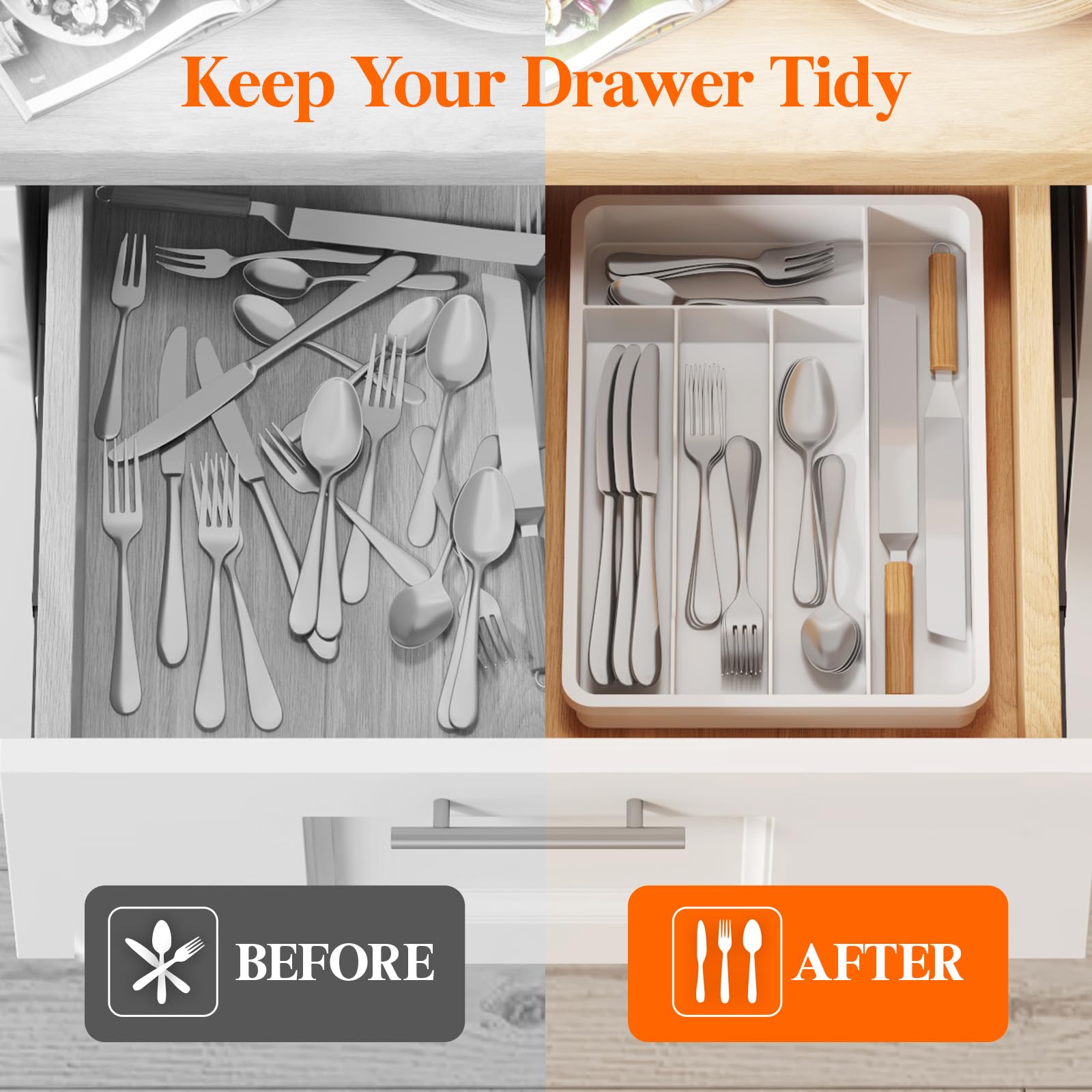 Silverware Drawer Organizer Tray