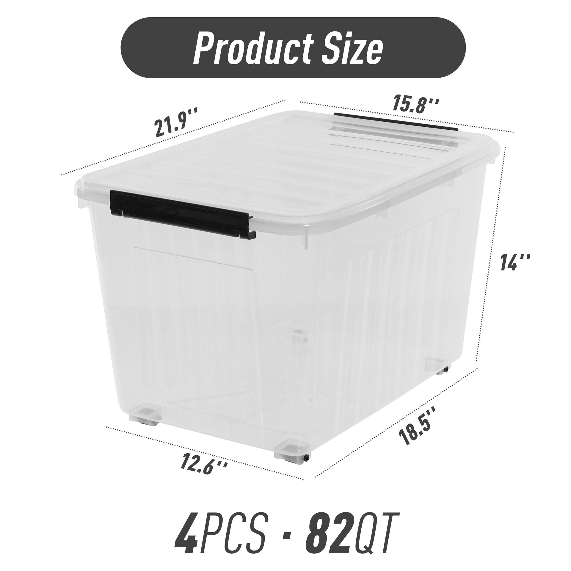 82 Quart Large Clear Plastic Storage Bins with Lids 4 (4 Count)