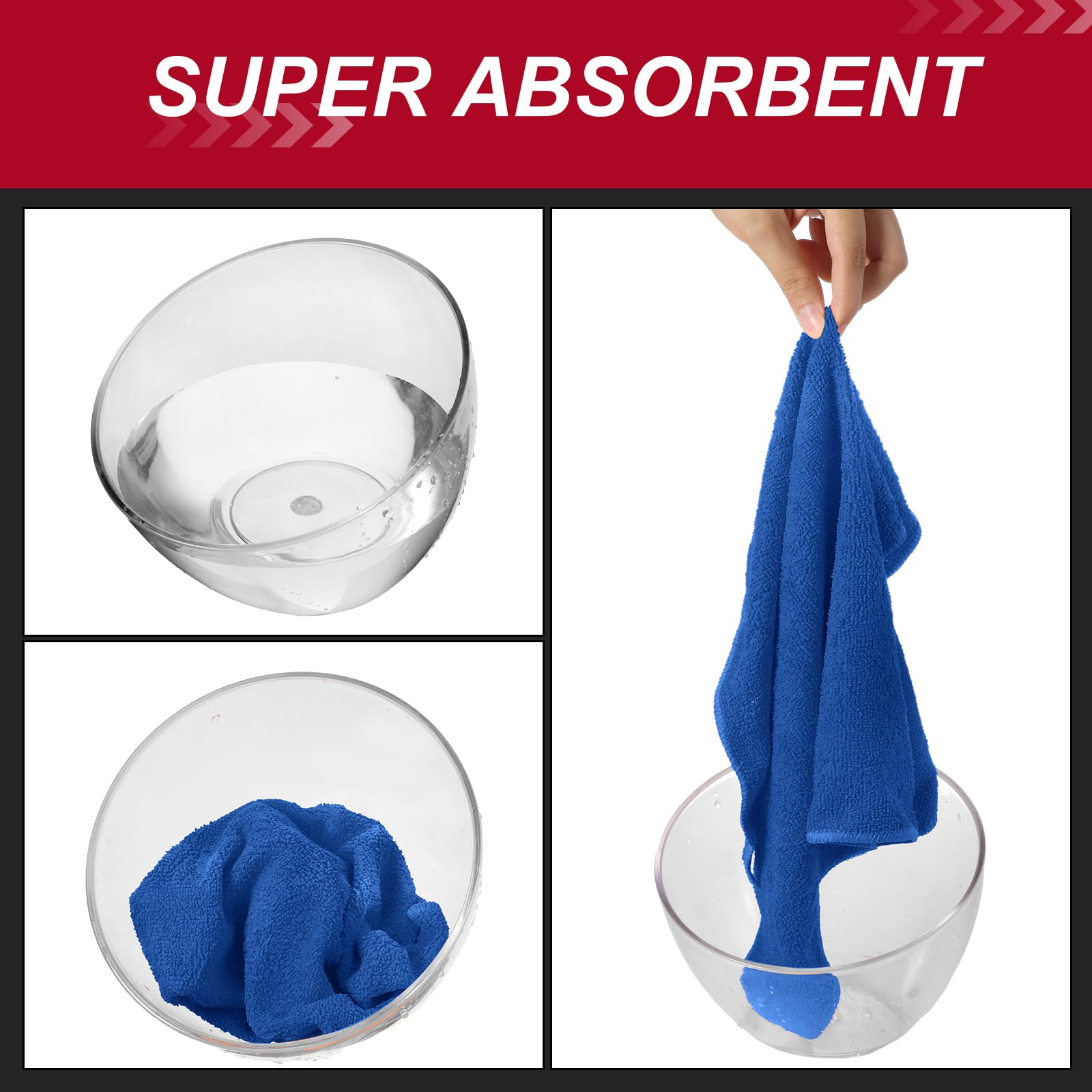 200 Pcs Microfiber Cleaning Cloth 16x16 Inch Microfiber Towels for Car Ultra Absorbent Cleaning Rags Reusable Lint Free Streak Free Detailing Towel for Car Washing Drying Dusting (200 Count)