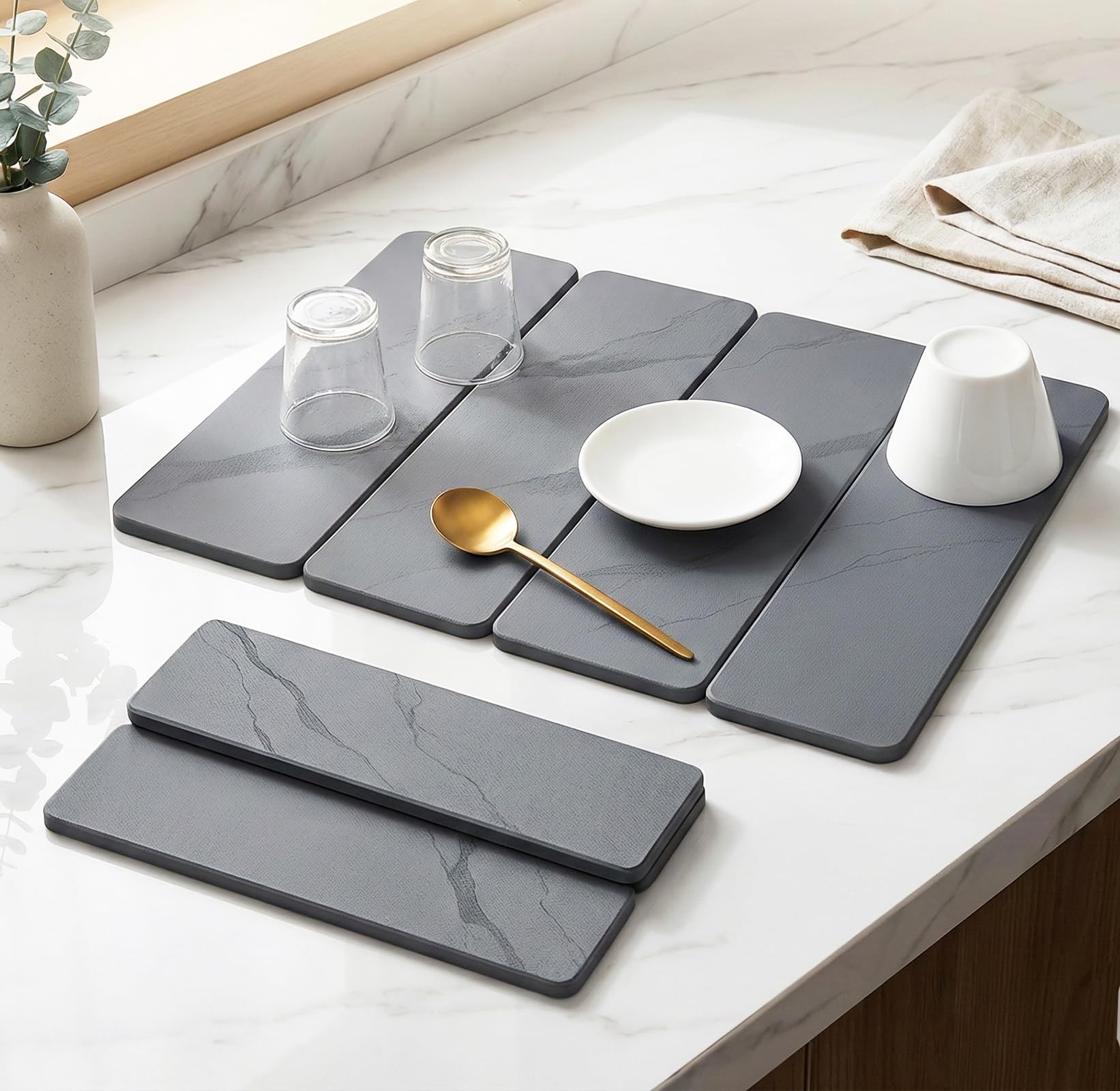 Stone Drying Mat for Kitchen Counter Dark Gray