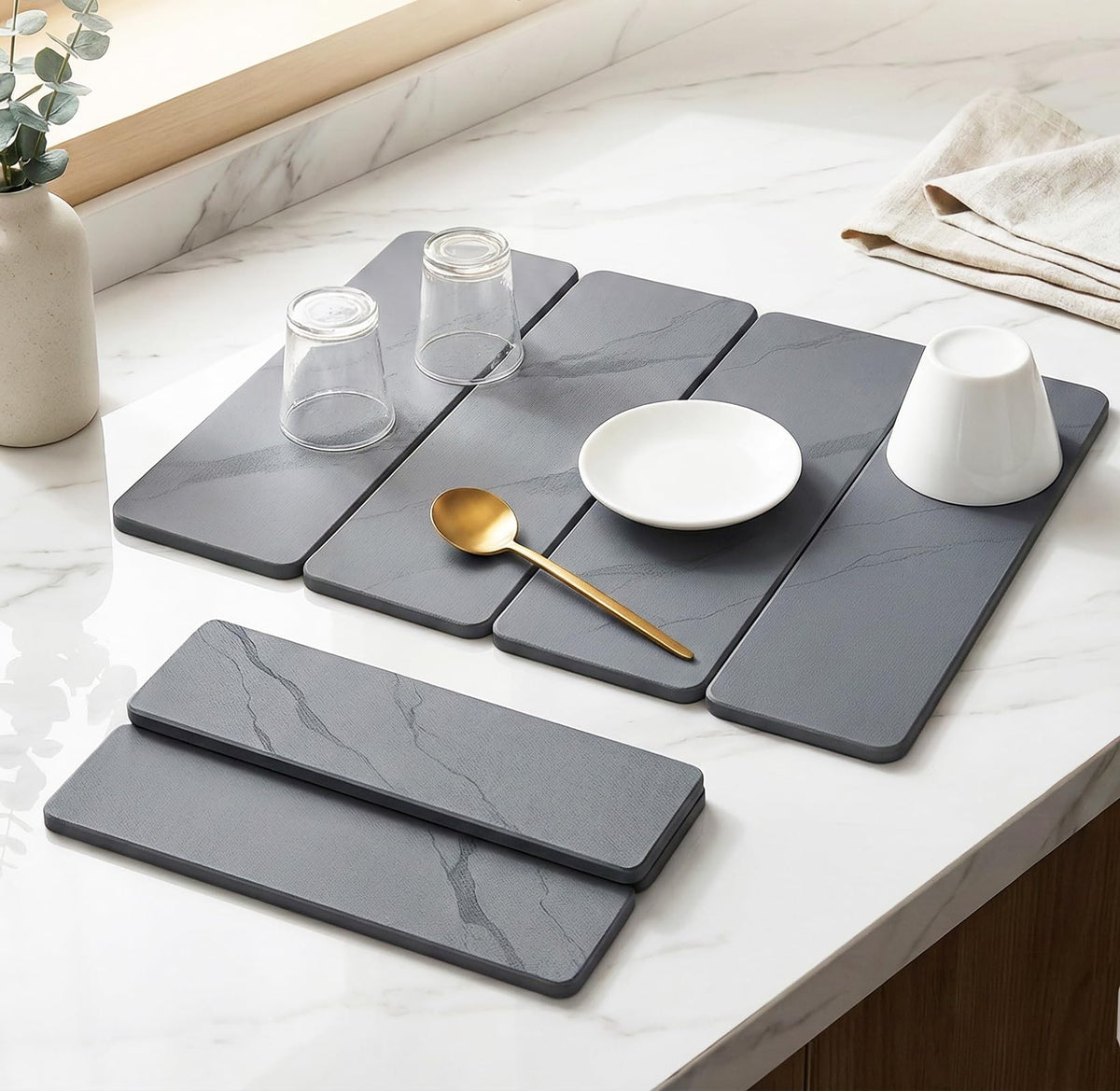 Stone Drying Mat for Kitchen Counter Dark Gray