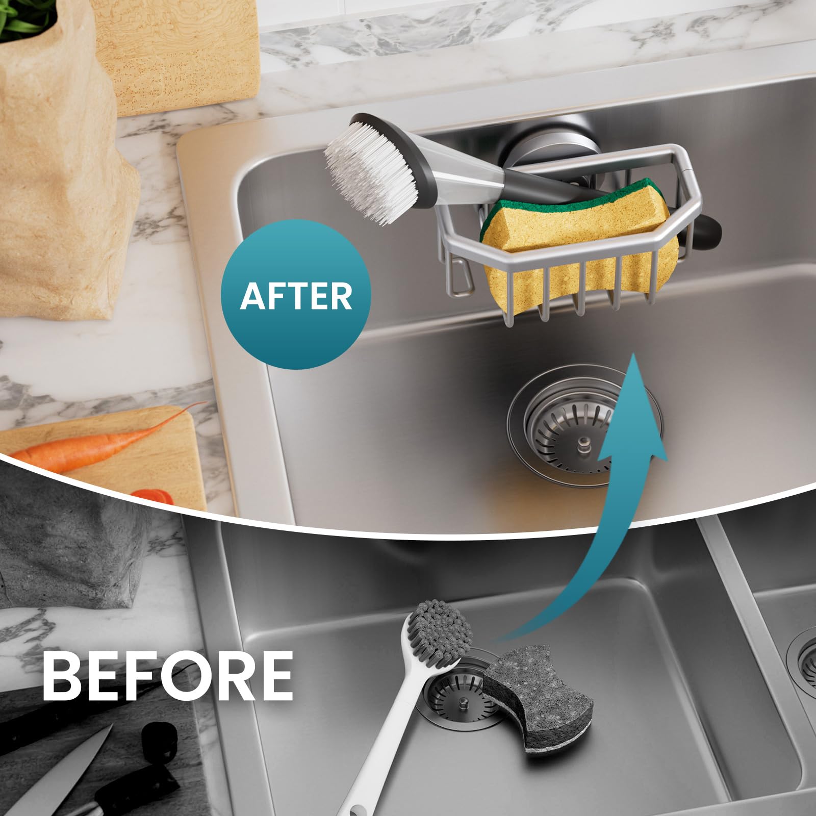 Sponge Holder for Kitchen Sink with Suction Cup