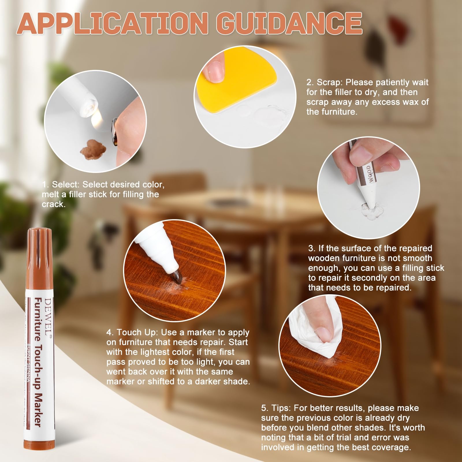 Wood Furniture Markers & Filler Sticks Repair Kit (36 Count)