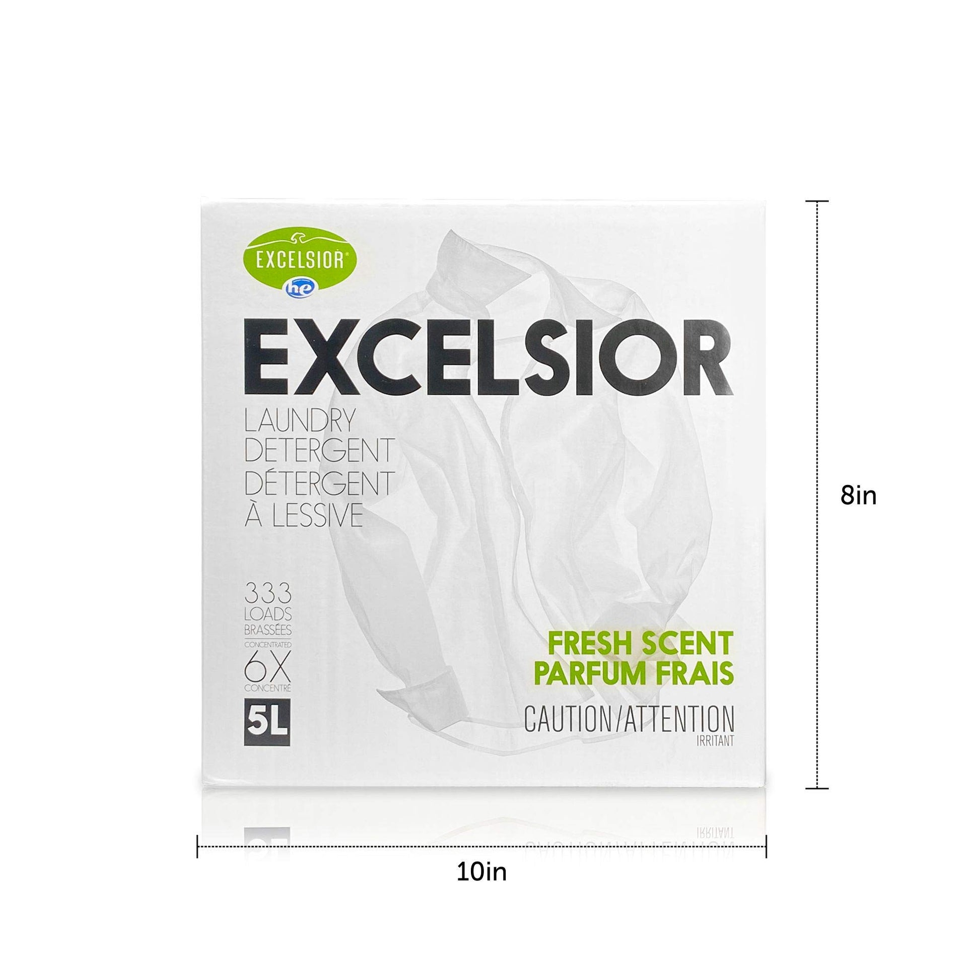 Excelsior HE Laundry Detergent Liquid Fresh Scent Concentrated 333 Loads 5 Liter With Natural Stain Remover (169.07 Fl Oz)