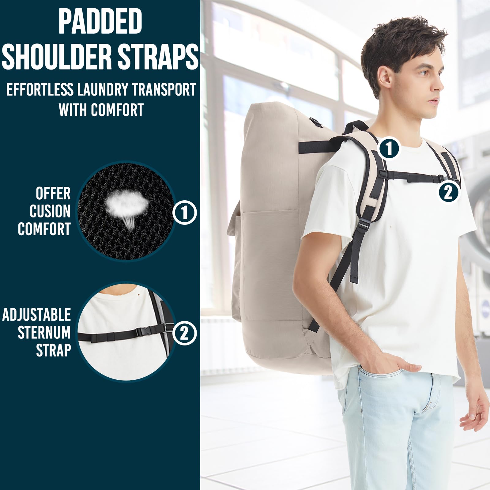 Laundry Backpack with Shoulder Straps