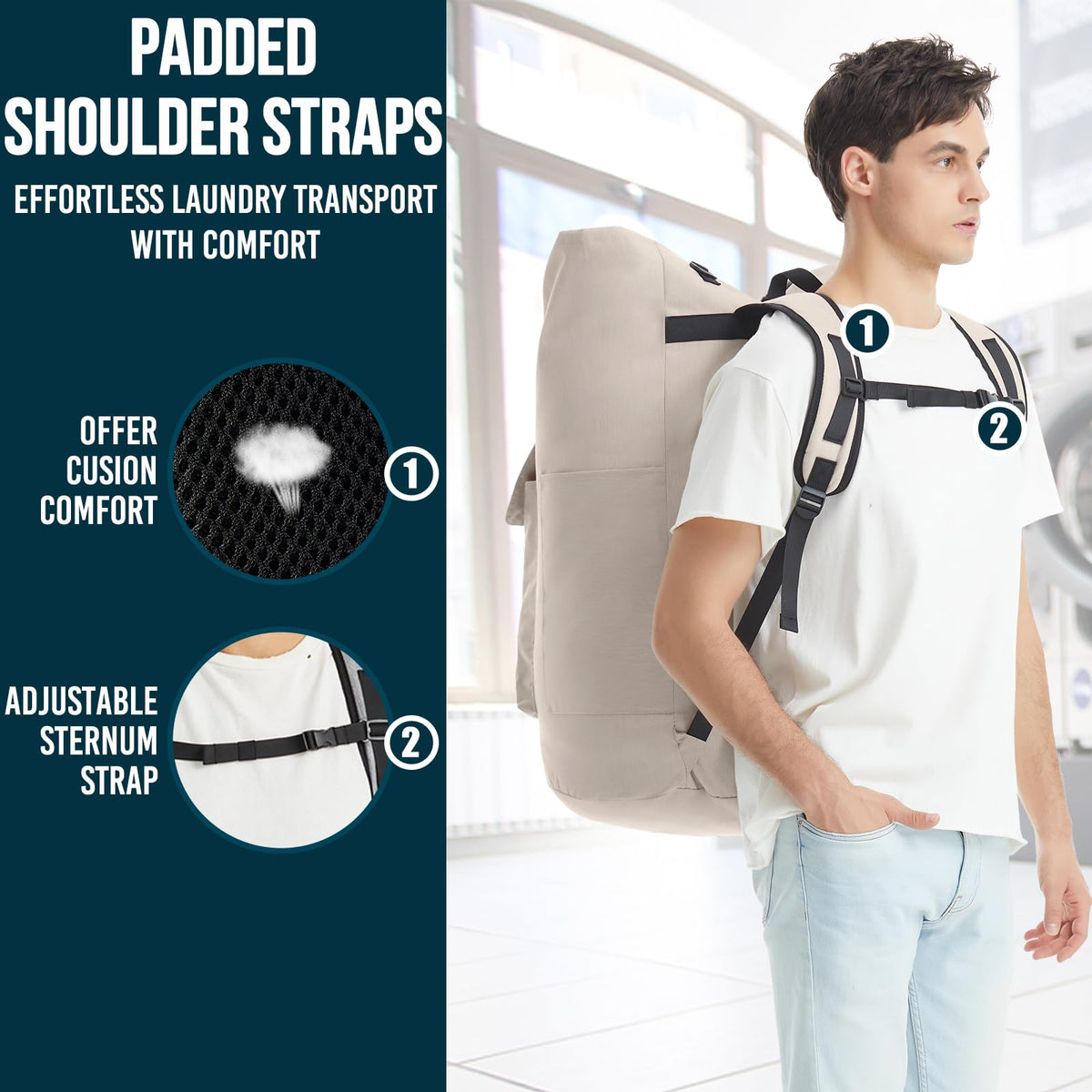 Laundry Backpack with Shoulder Straps