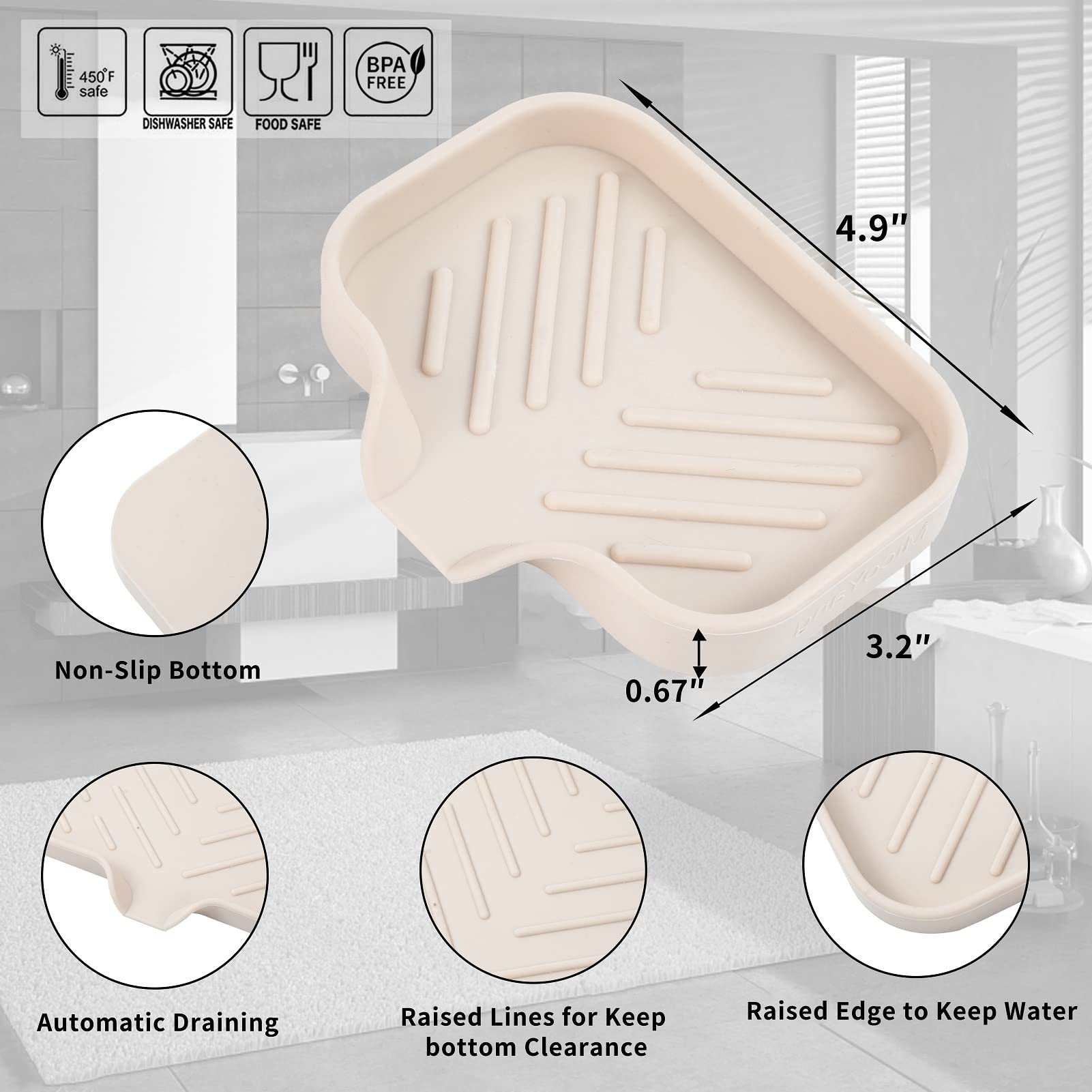 Silicone Soap Dish with Drain Spout