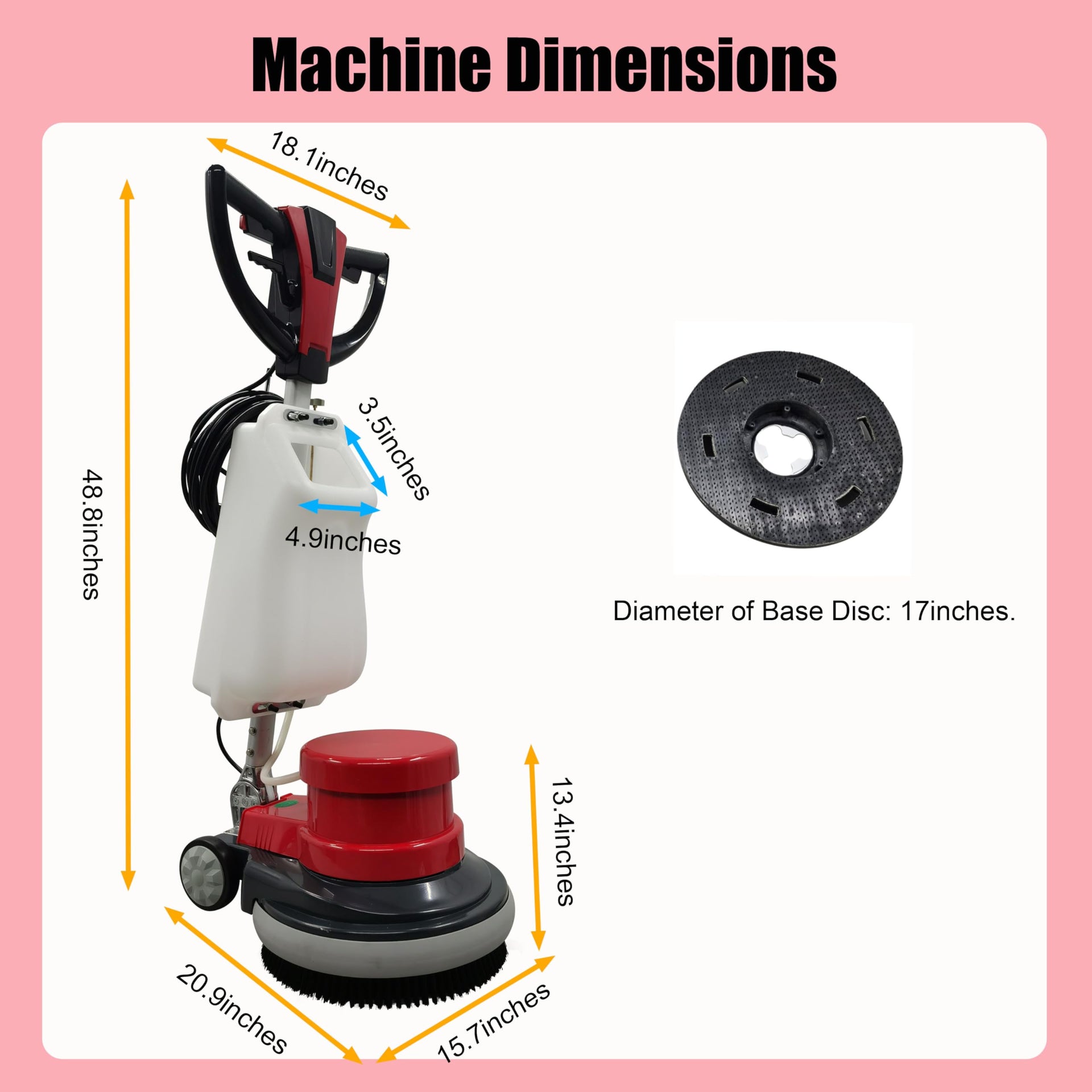 110V 17" Floor Scrubber Buffer Heavy Duty Polisher Machine Polished Waxed Refurbished Tile Scrubber Cleaner Wood Marble Cement Pavement Epoxy Rubber Carpet