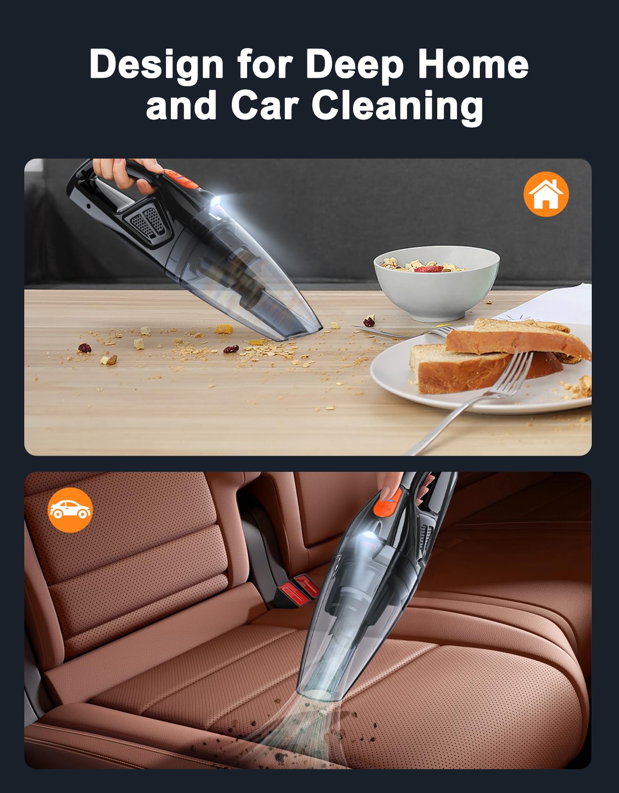 Handheld Vacuum Cordless Rechargeable 9KPA