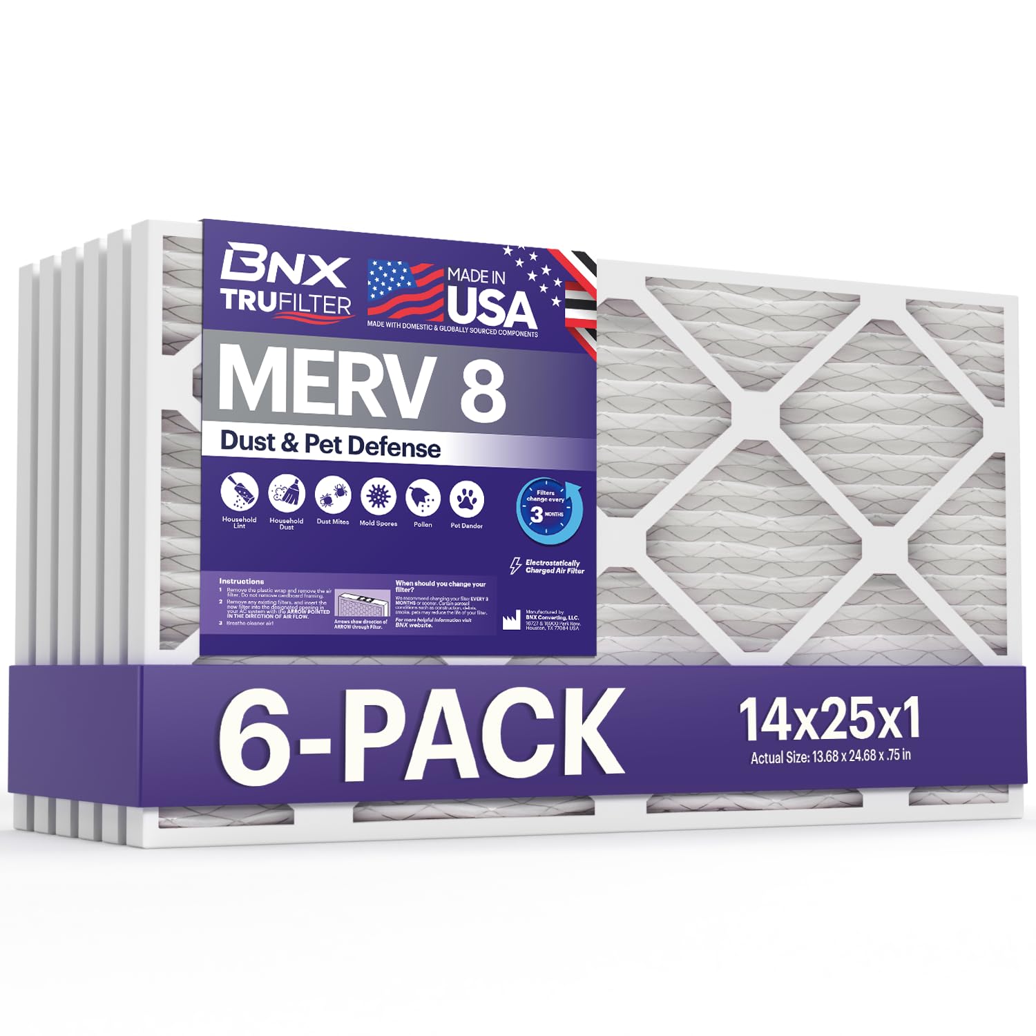 TruFilter 14x25x1 Air Filter MERV 8 (6 Count)
