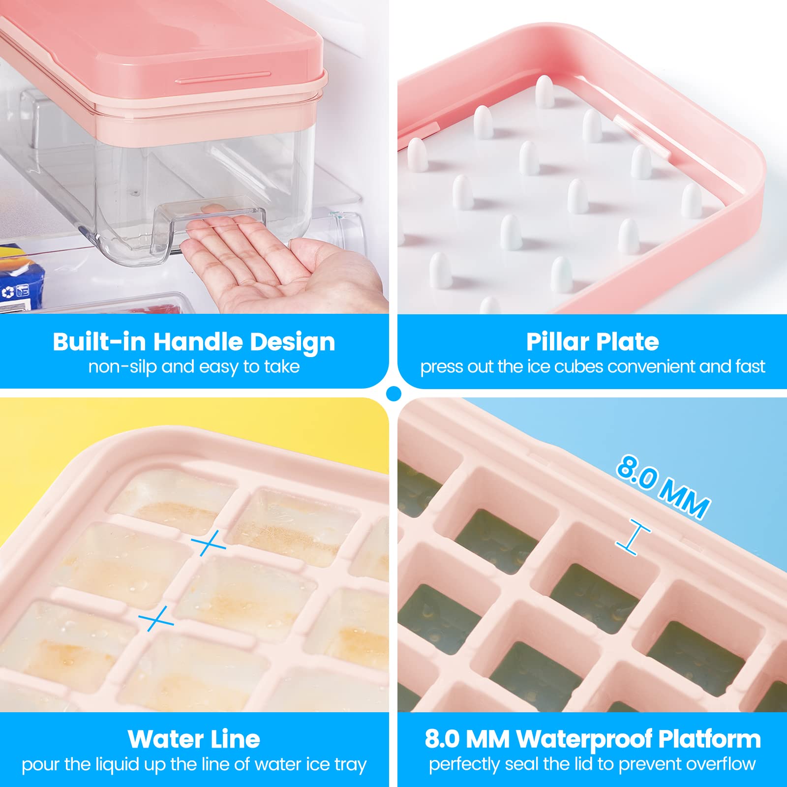 1" Ice Cube Tray with Lid and Bin