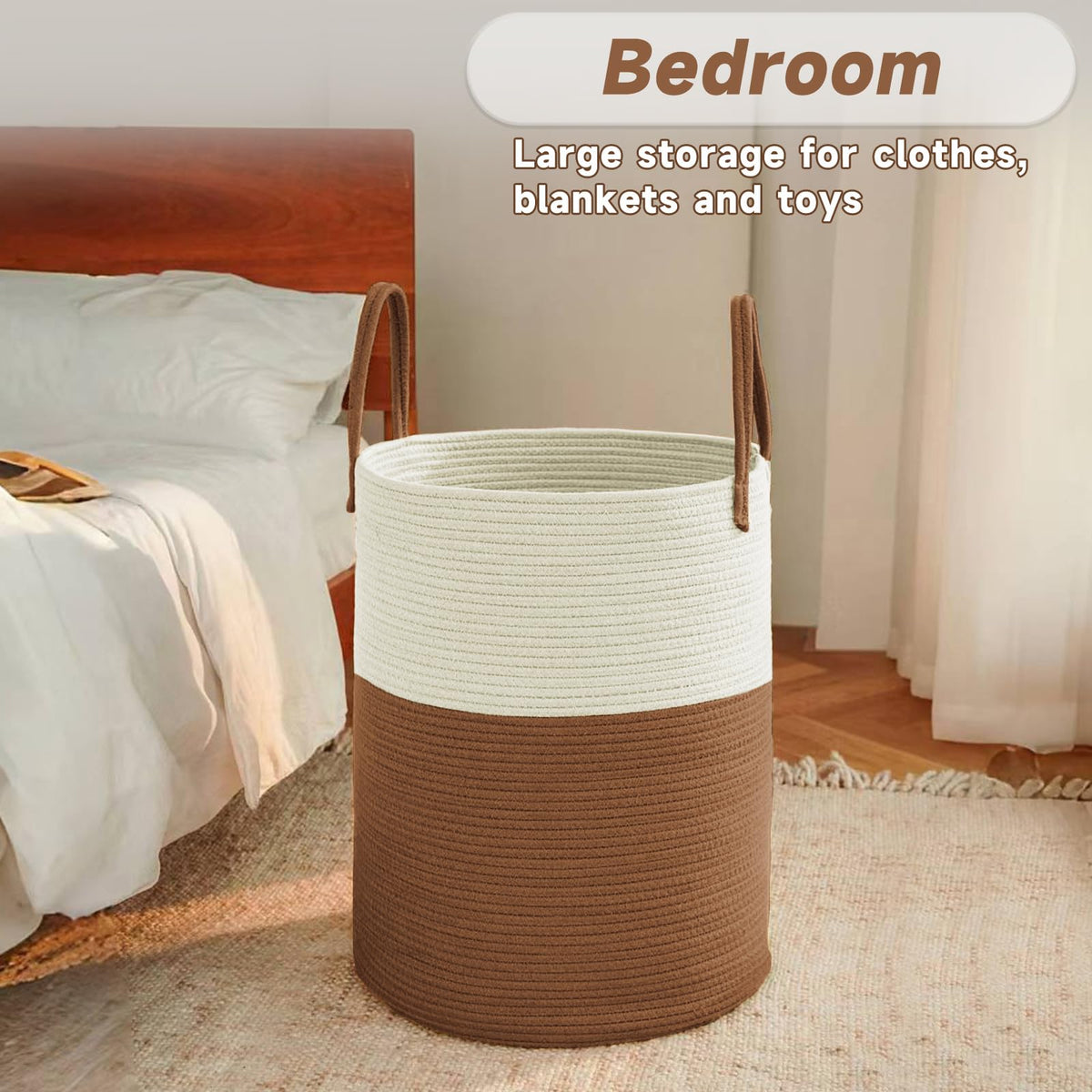 100L Cotton Rope Laundry Basket Hamper