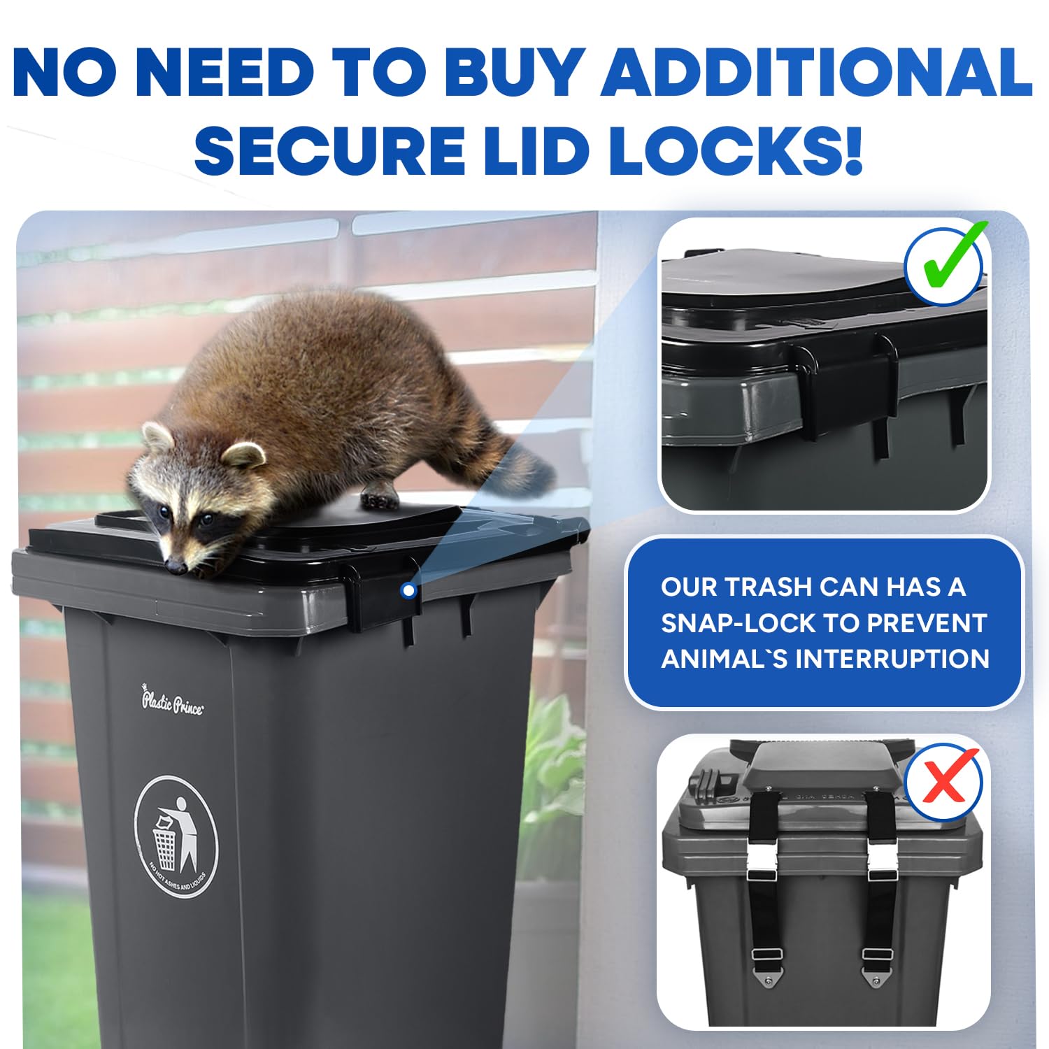32 Gallon Trash Can with Wheels Outdoor Garbage Can with Lid and Wheels Locking Trash Can Commercial Heavy (2 Count)