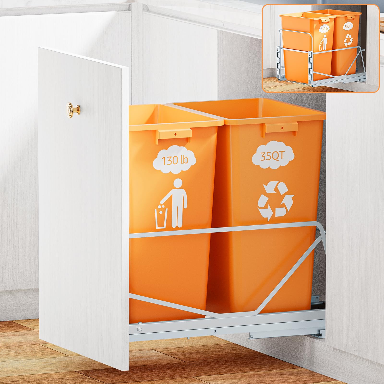 Double Pull Out Trash Can Under Cabinet