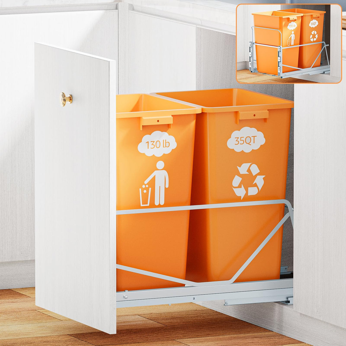 Double Pull Out Trash Can Under Cabinet