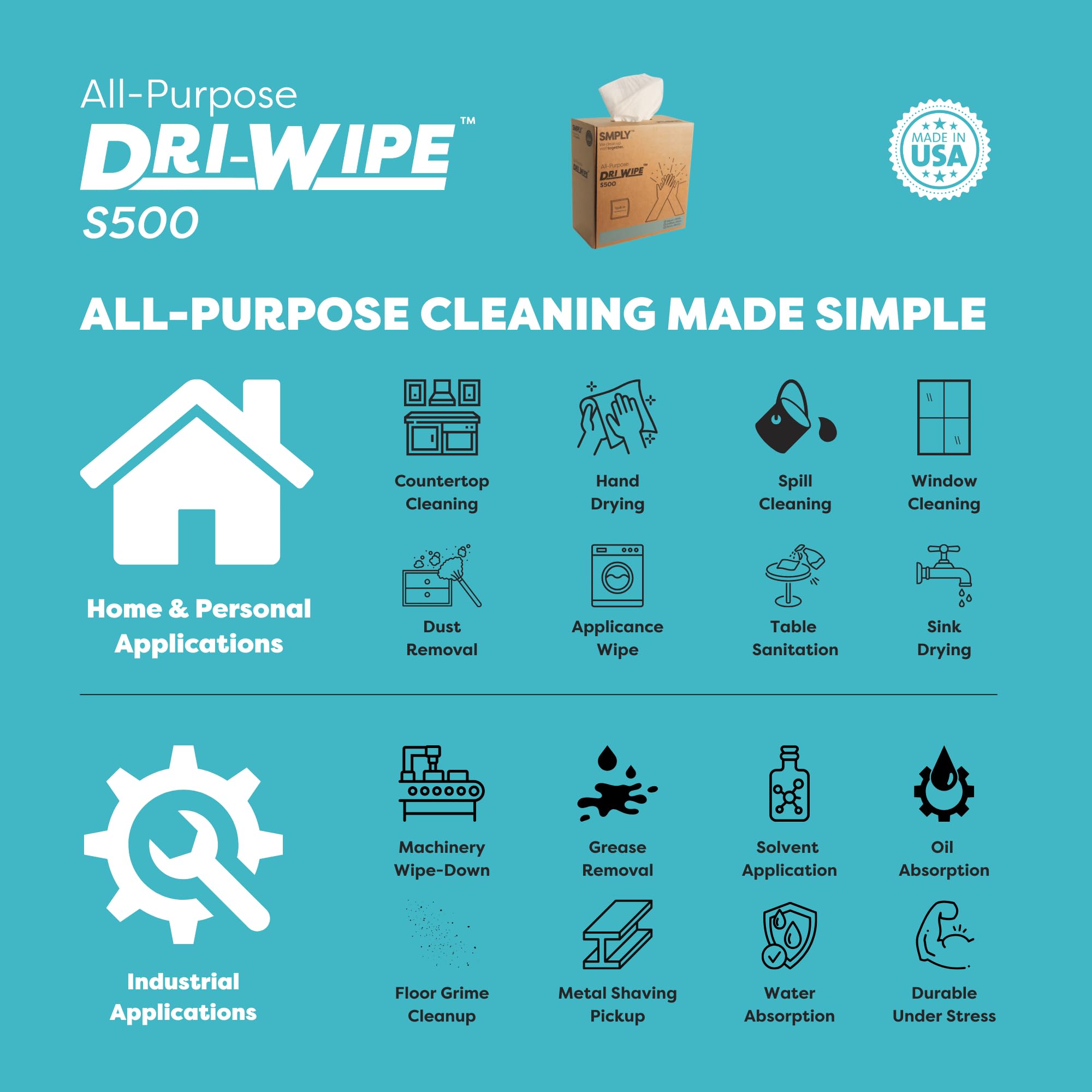 Dri Wipe S500 by SMPLY Brands (176 Count)