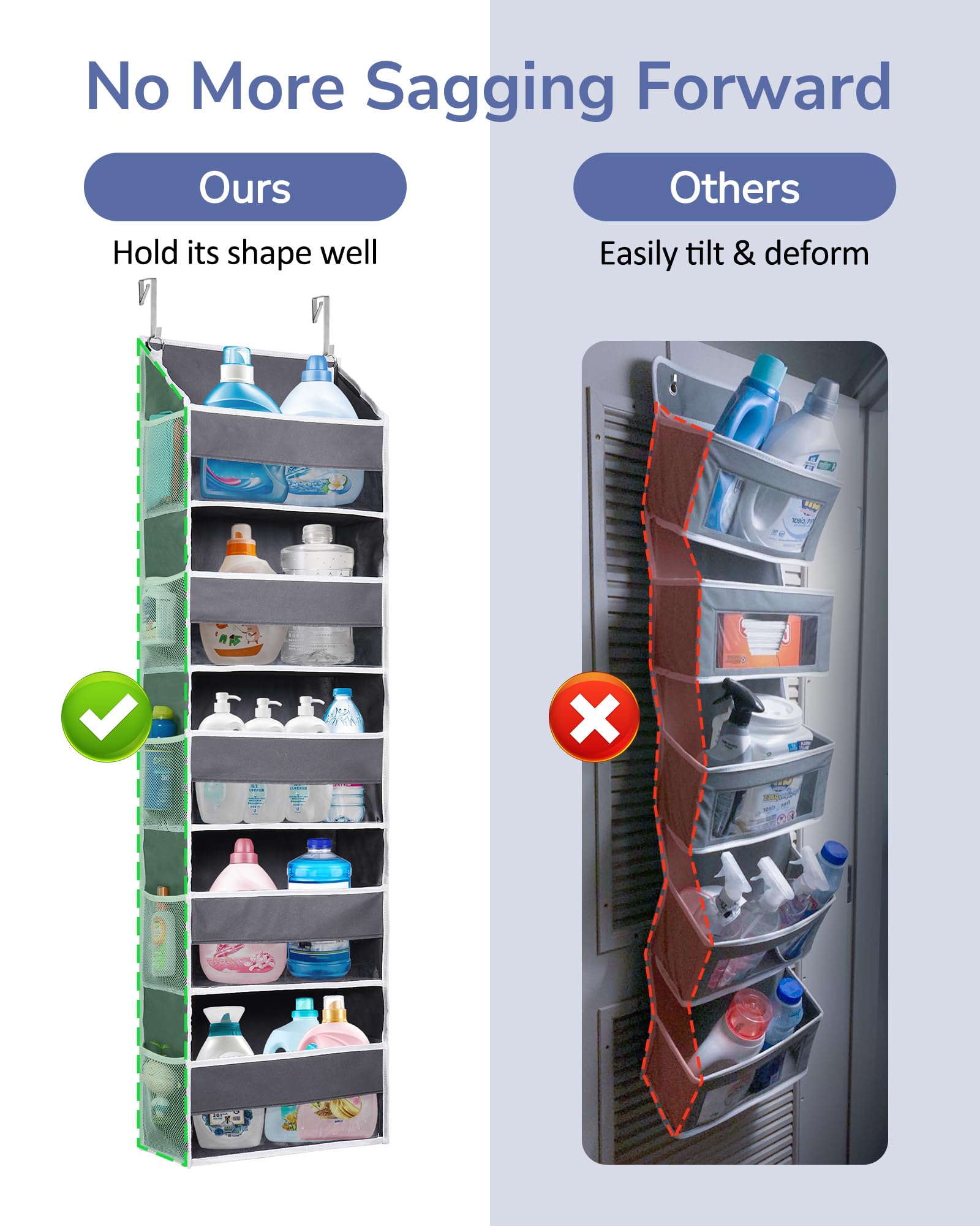 1 Pack Compact Size Over Door Organizer Slim Door Storage for Small