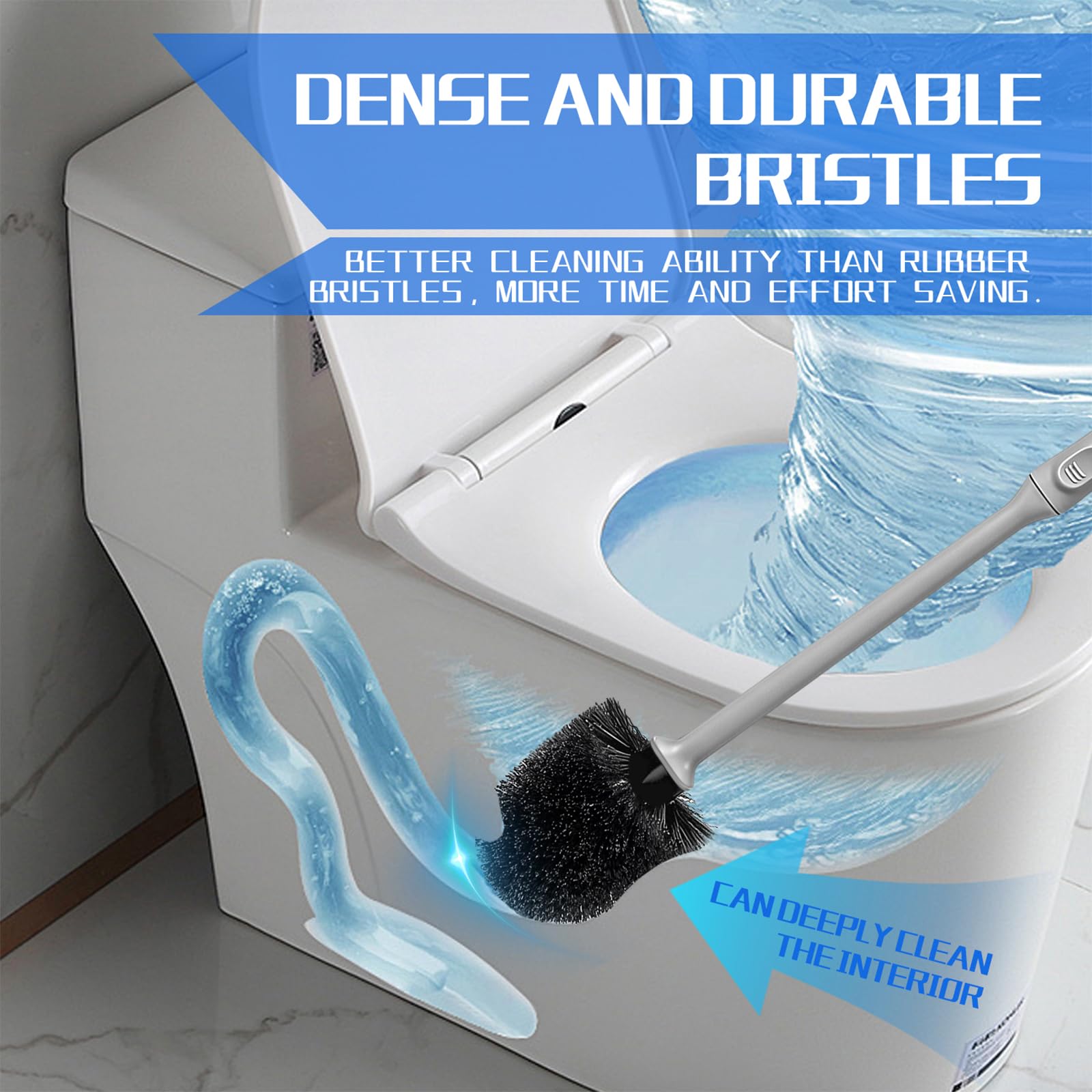 Toilet Brush and Holder 2 Pack with Long Handle