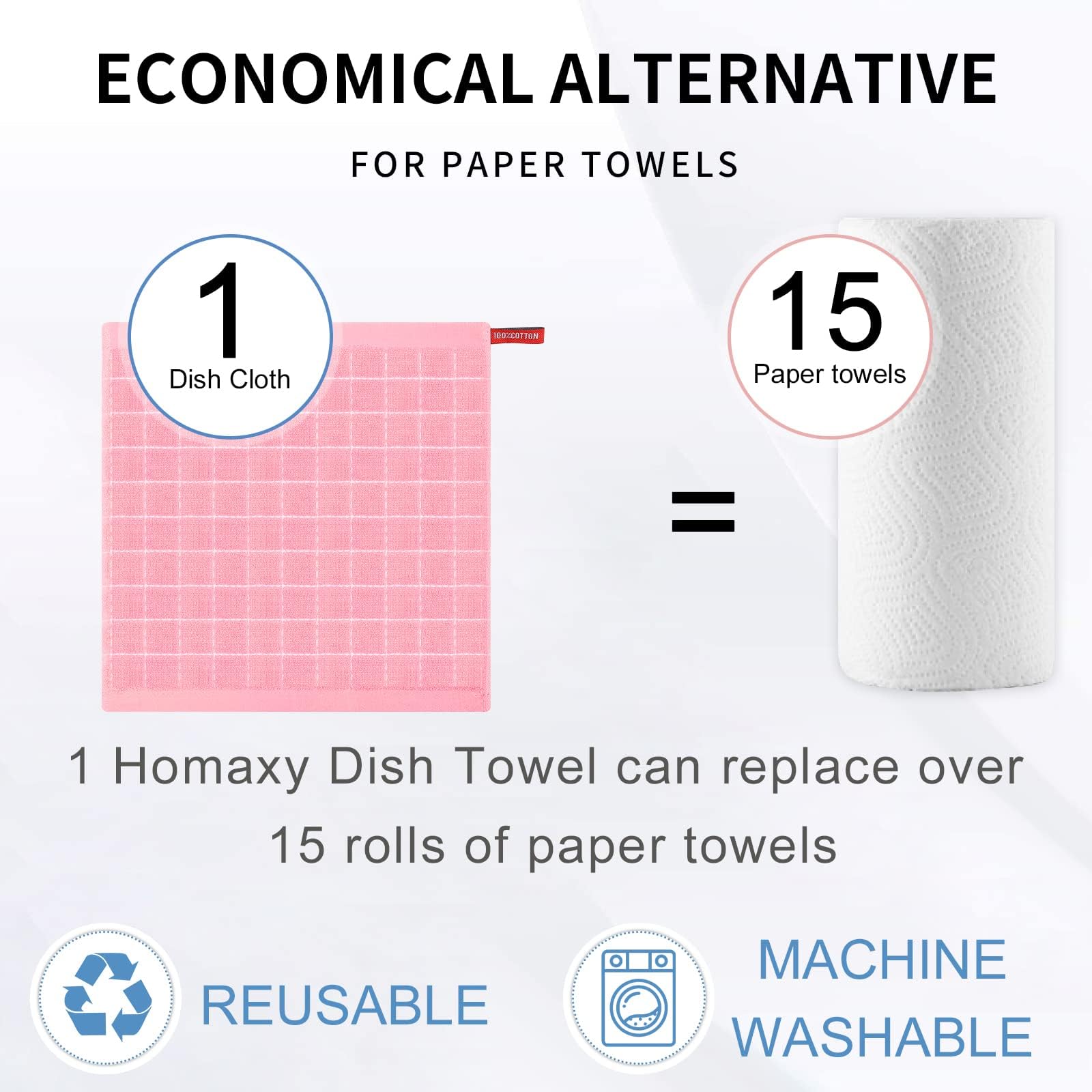 100% Cotton Terry Kitchen Dish Cloths (12 Count)