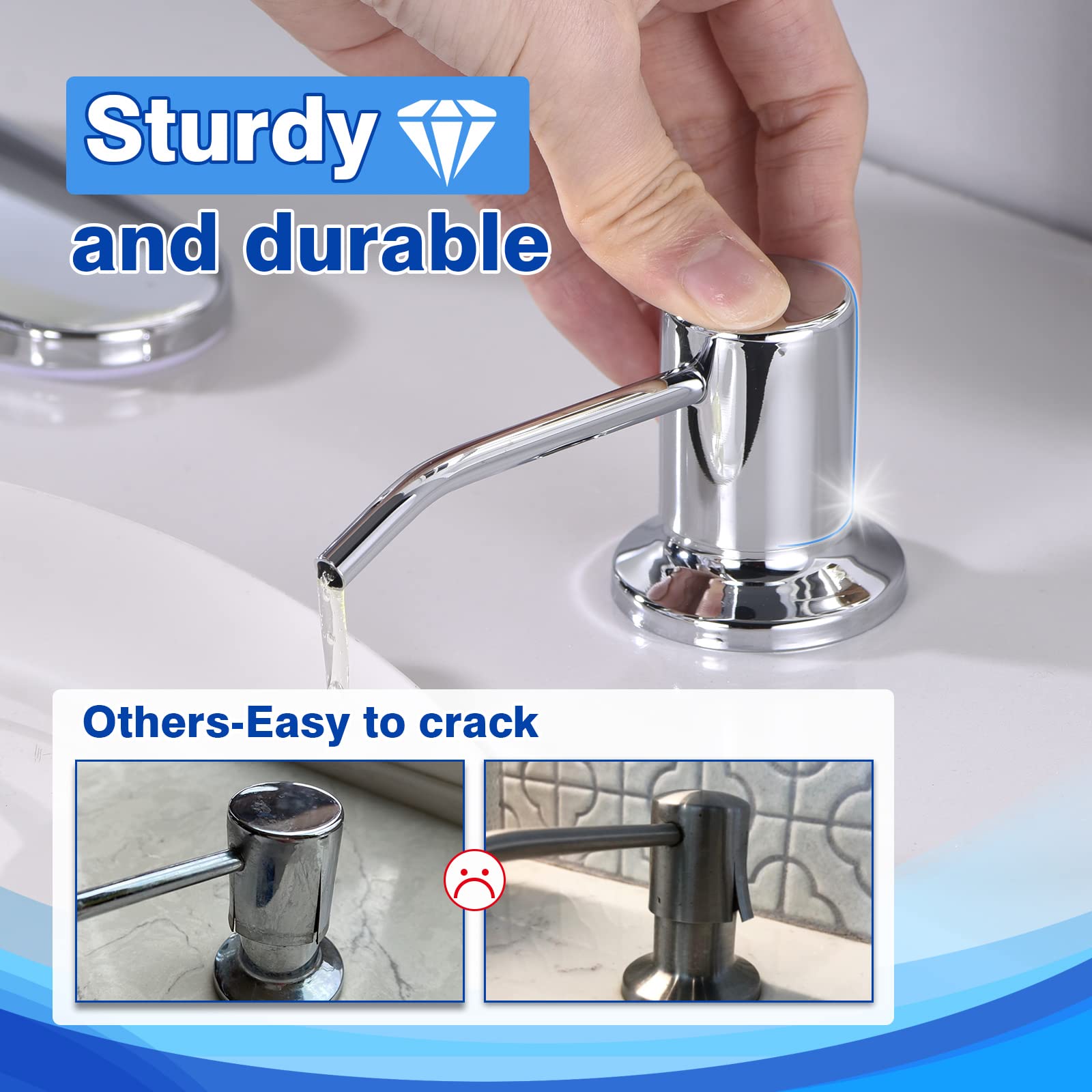 Polished Chrome Soap Dispenser for Kitchen Sink WEWE