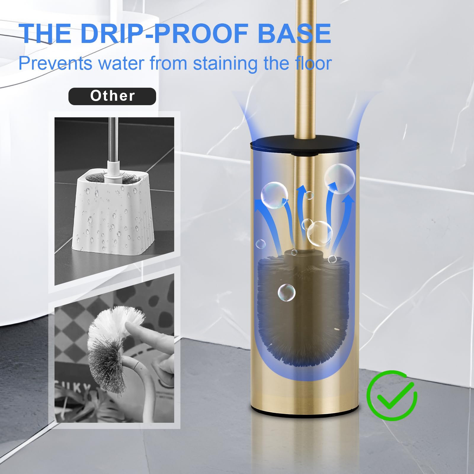 304 Stainless Steel Toilet Bowl Cleaner Brush and Holder Set