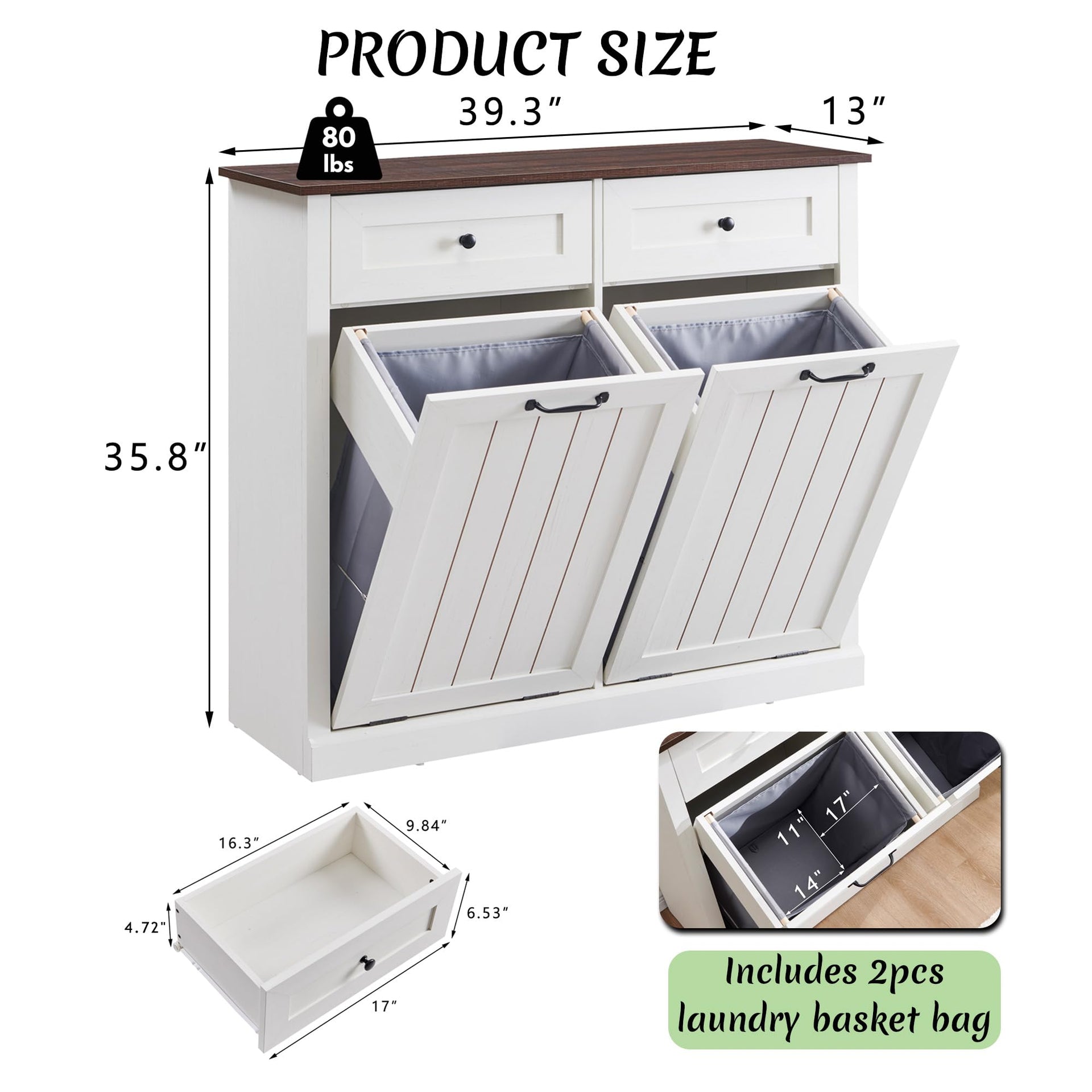 Double Tilt Out Laundry Hamper Cabinet
