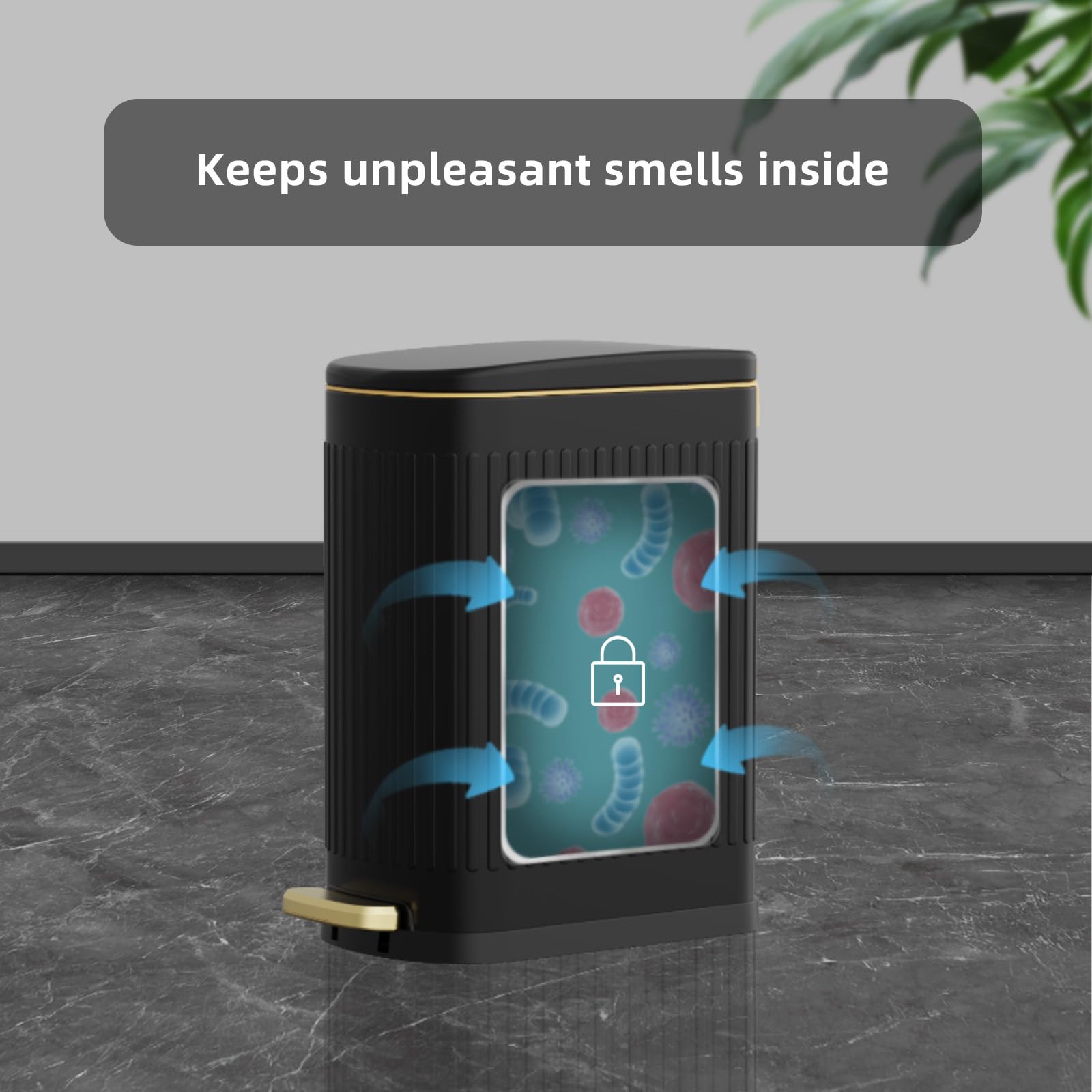 2.6 Gallon Slim Bathroom Trash Can with Soft Close Lid